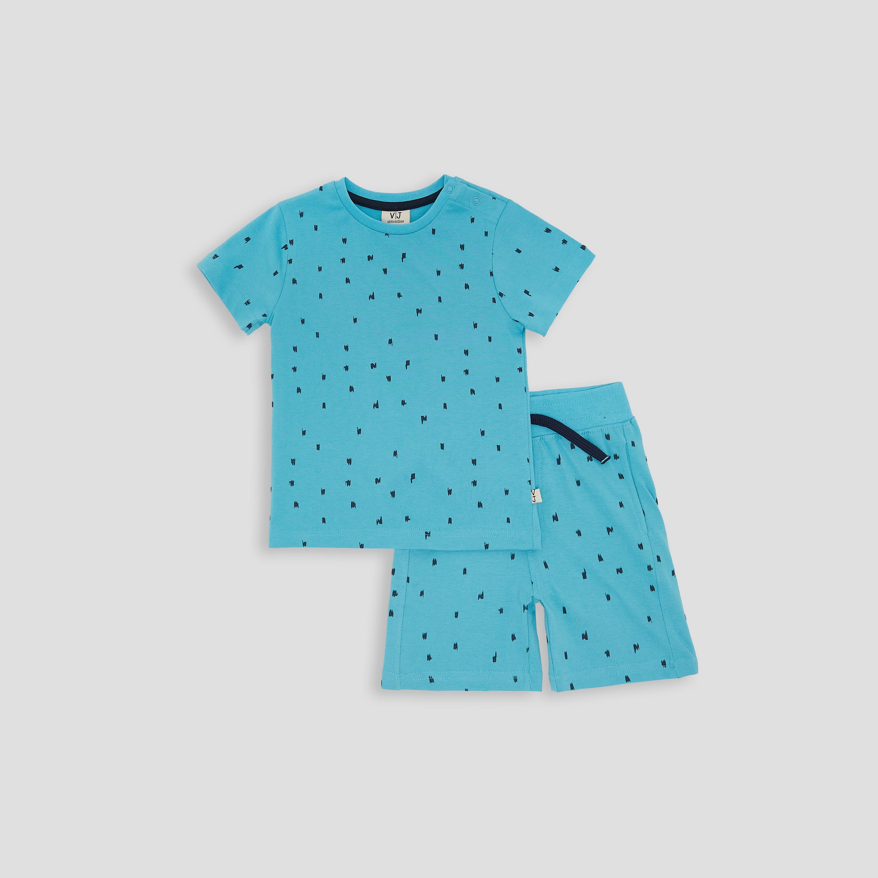 تي شيرت بأكمام قصيرة مطبوع مع شورت من فيكتور اند جين-boys-clothing-setsandcoords-image-1