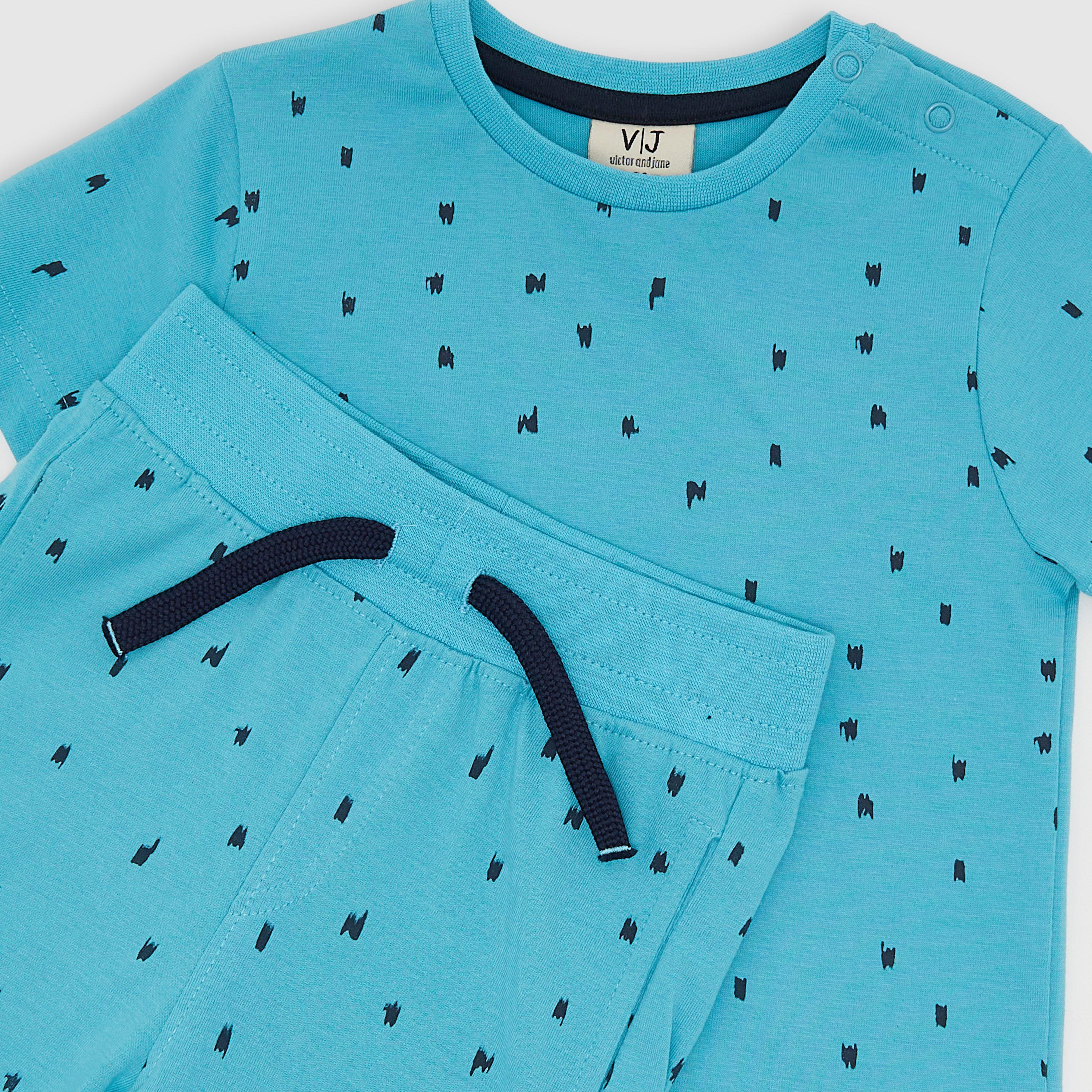 تي شيرت بأكمام قصيرة مطبوع مع شورت من فيكتور اند جين-boys-clothing-setsandcoords-image-5