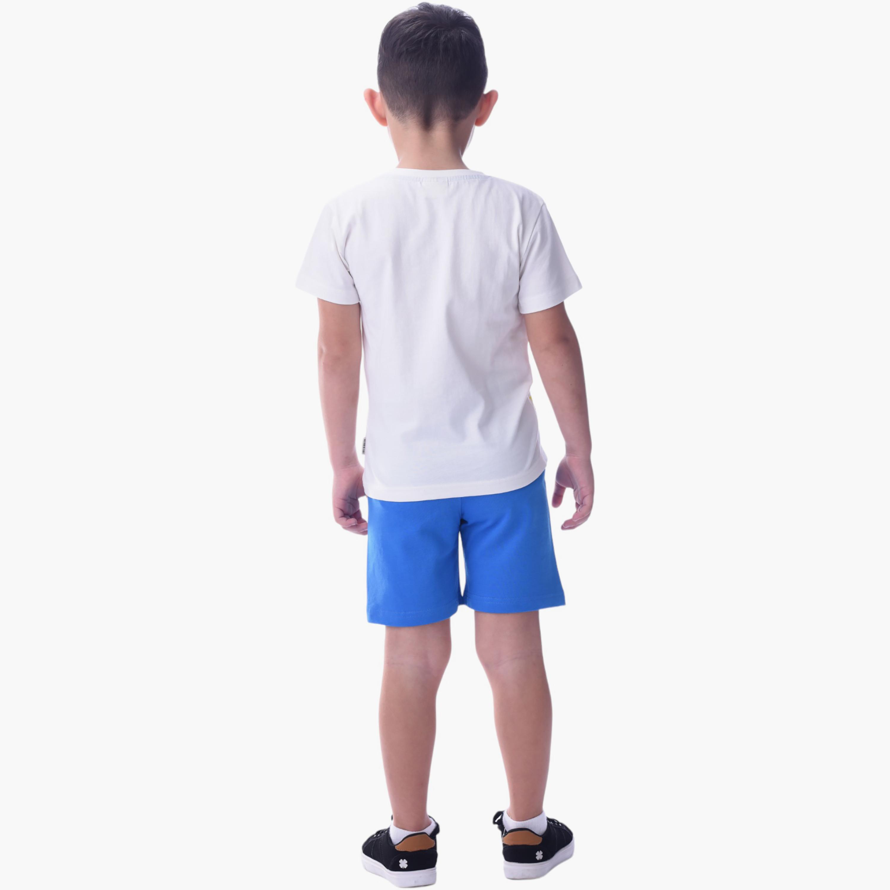 طقم تي شيرت وشورت  قطن 100% قطعتين مطبوع من فيكتور آند جين-boys-clothing-setsandcoords-image-2