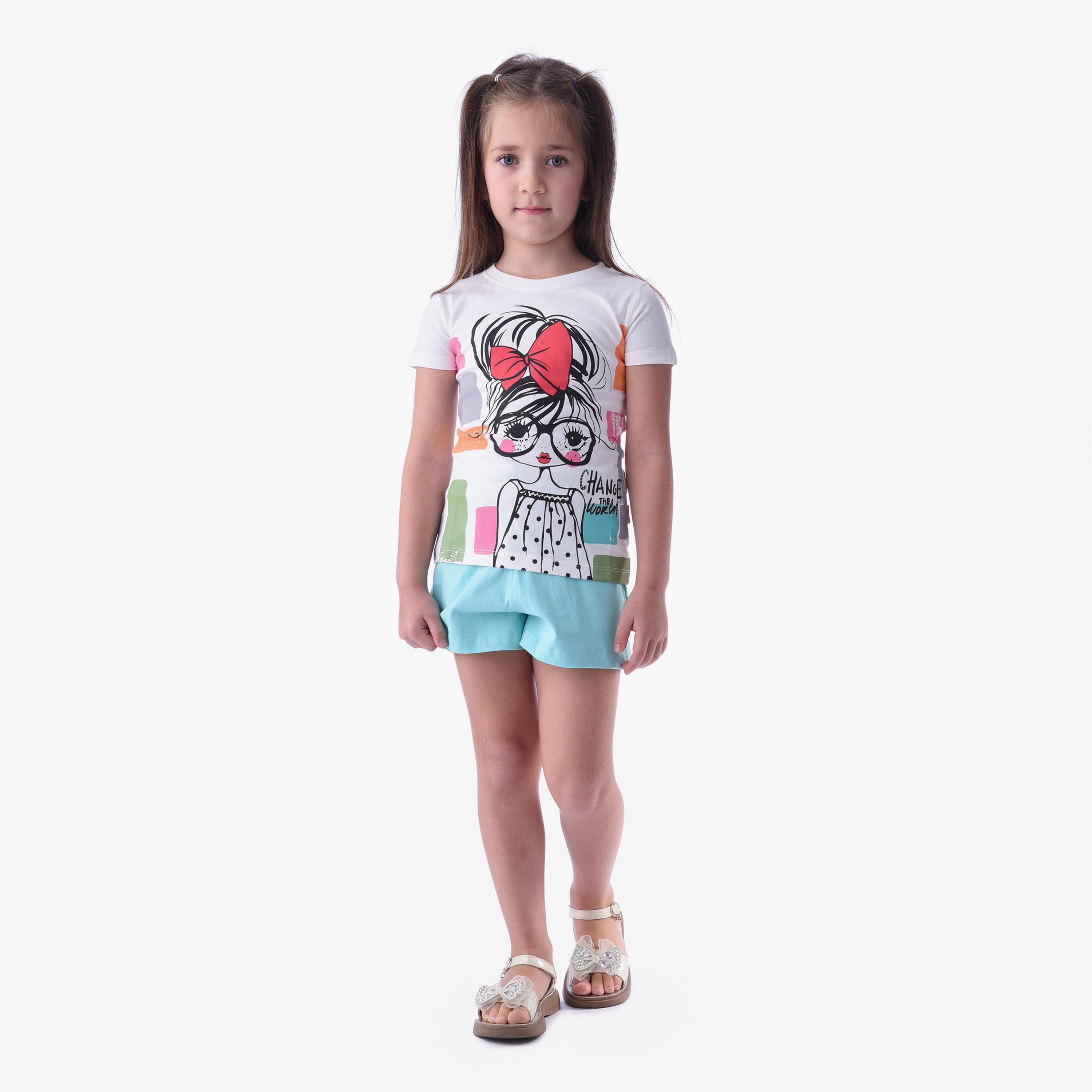 Victor and Jane Printed Short Sleeves T-Shirt with Shorts-baby-girls-clothing-setsandcoords-image-1