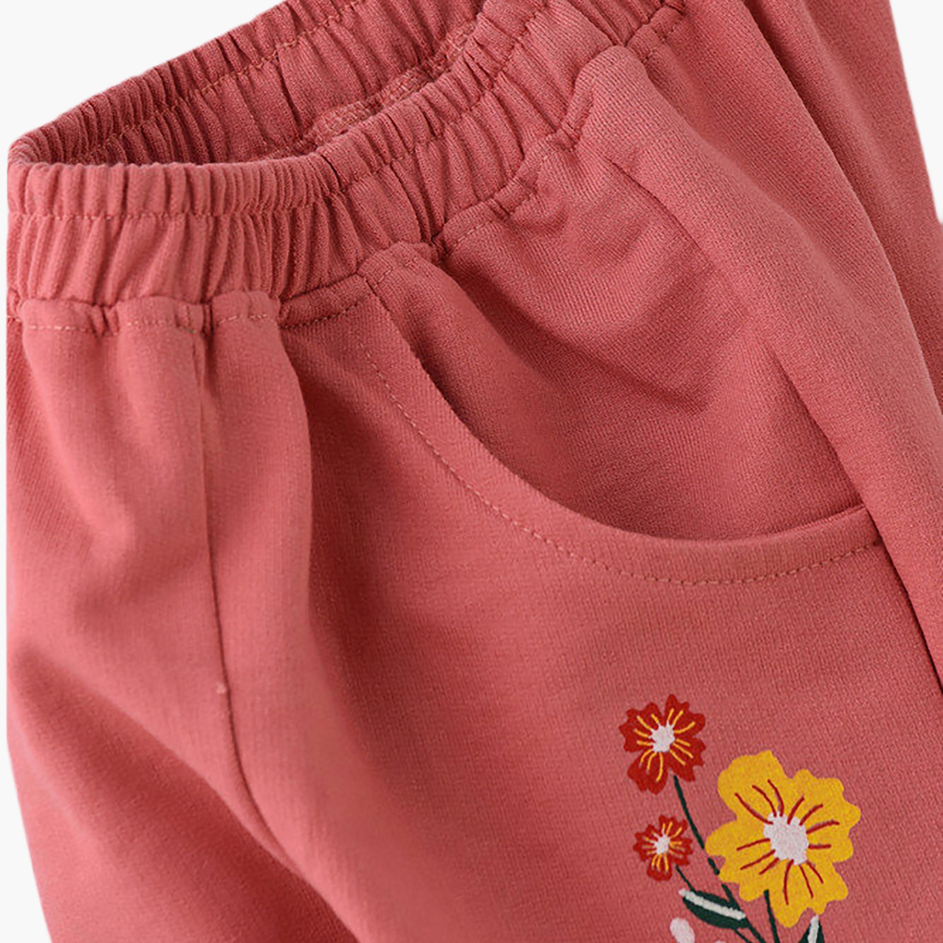 UniqKidz Cotton Floral Embroidered Elasticated Pants-baby-girls-clothing-bottoms-joggersandtrackpants-image-3