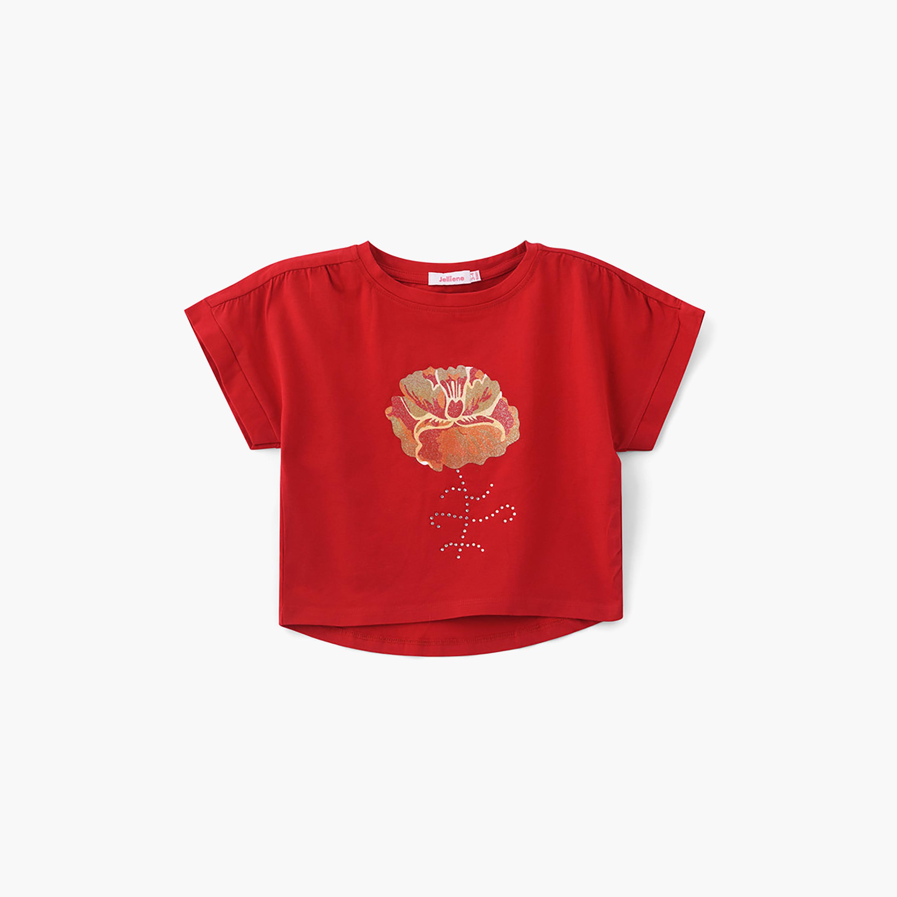 UniqKidz Short Sleeves Flower Printed Top-girls-clothing-blousesandshirts-image-1