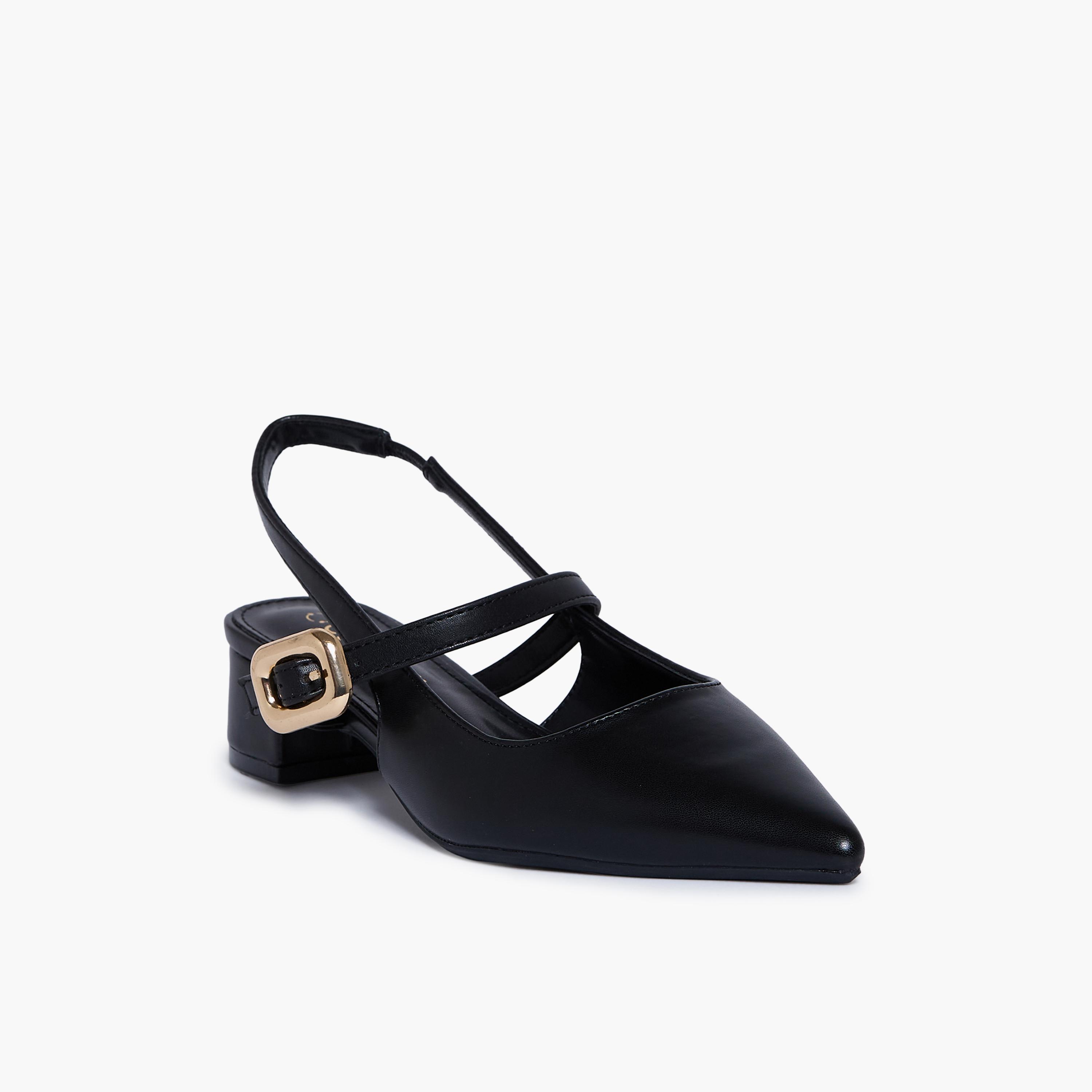 جيومني - حذاء بيدرو بلوك بكعب عالٍ وإبزيم للنساء | RJLJ189-1-BLACK-women-shoes-sandals-heeled-image-1