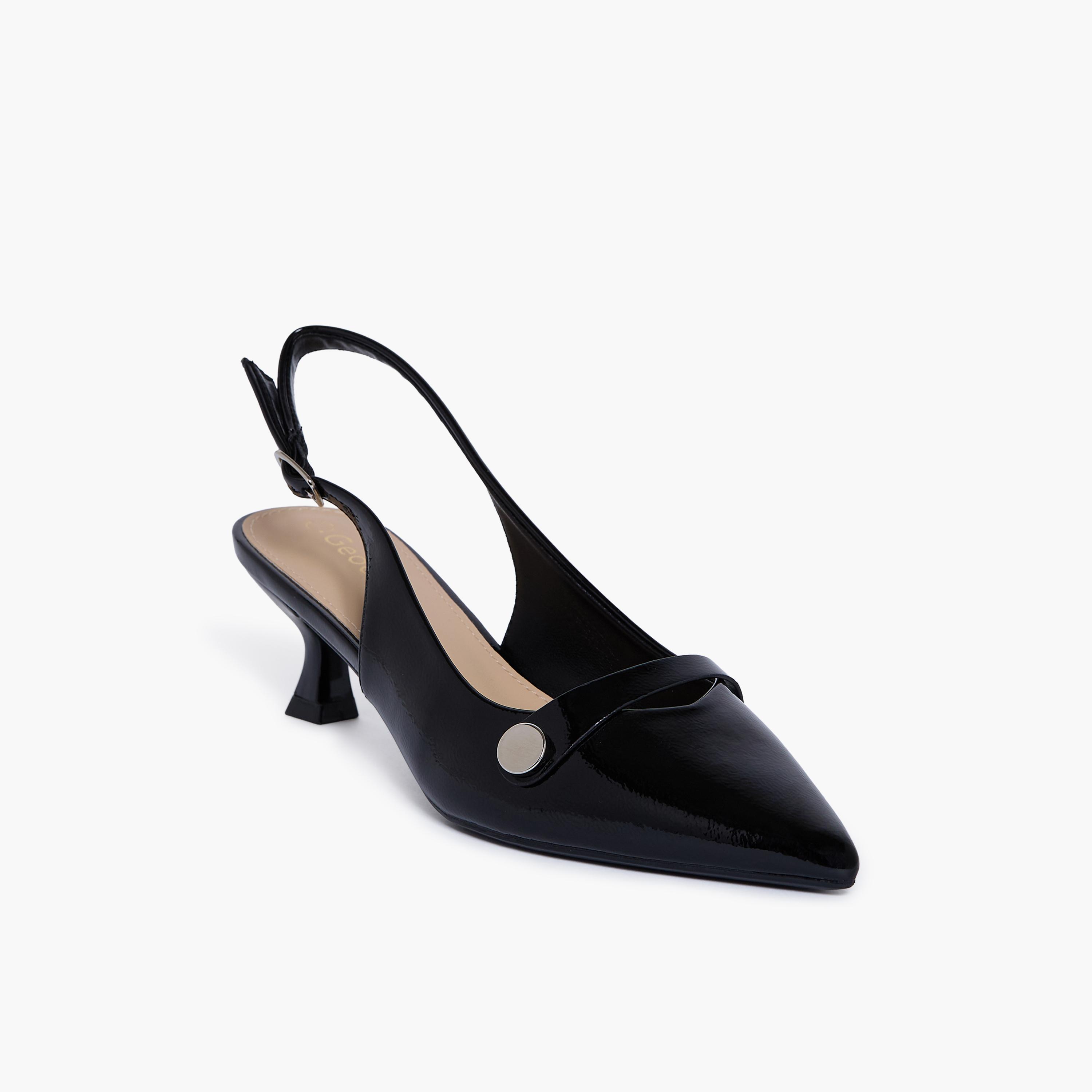 جيومني - حذاء ماريو بكعب منخفض وإبزيم للنساء | RJLJ196-3-BLACK-women-shoes-sandals-heeled-image-1