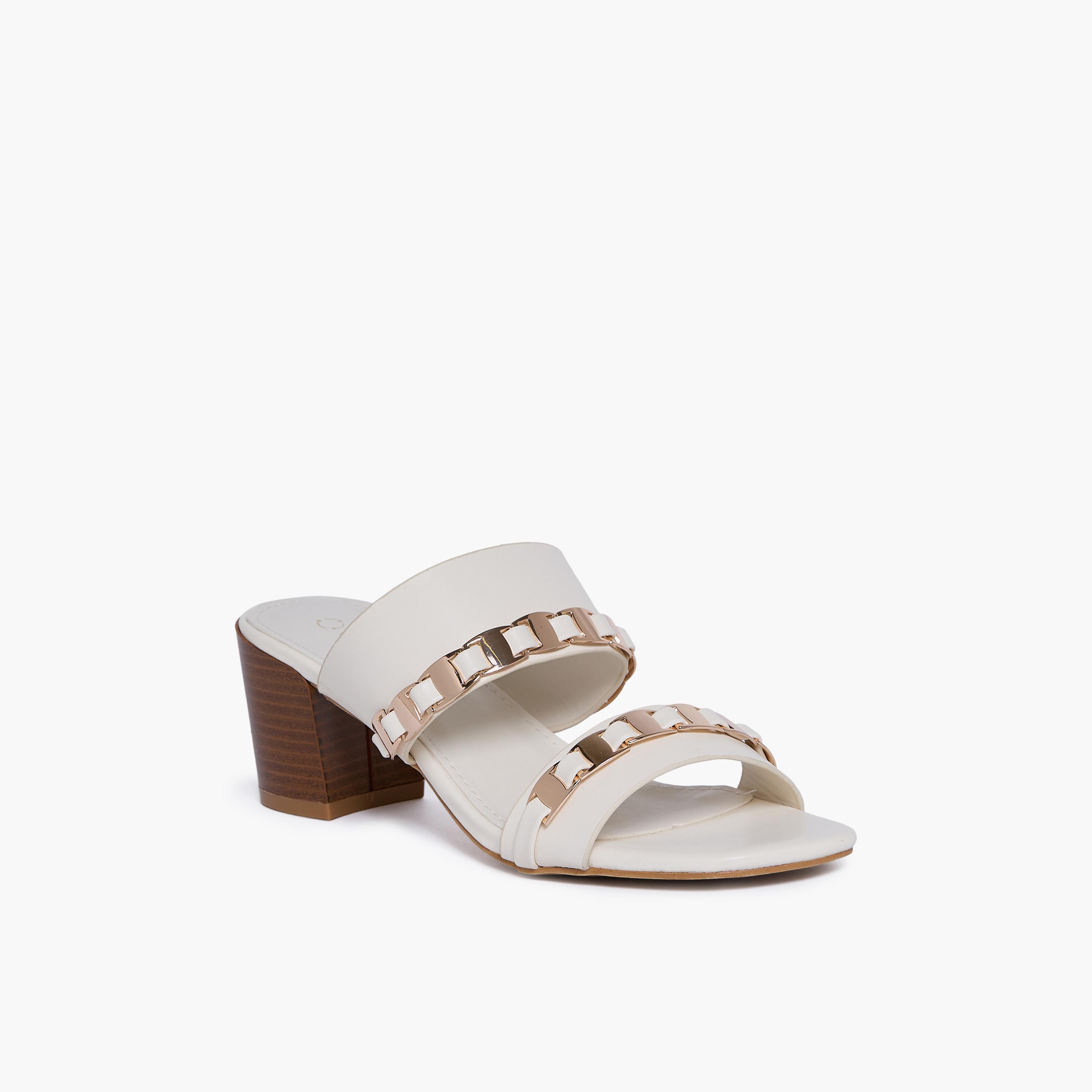 Geoomnii Women's Slip-On Brix Block Heels | RJYY06-1-CREAM-women-shoes-sandals-heeled-image-1