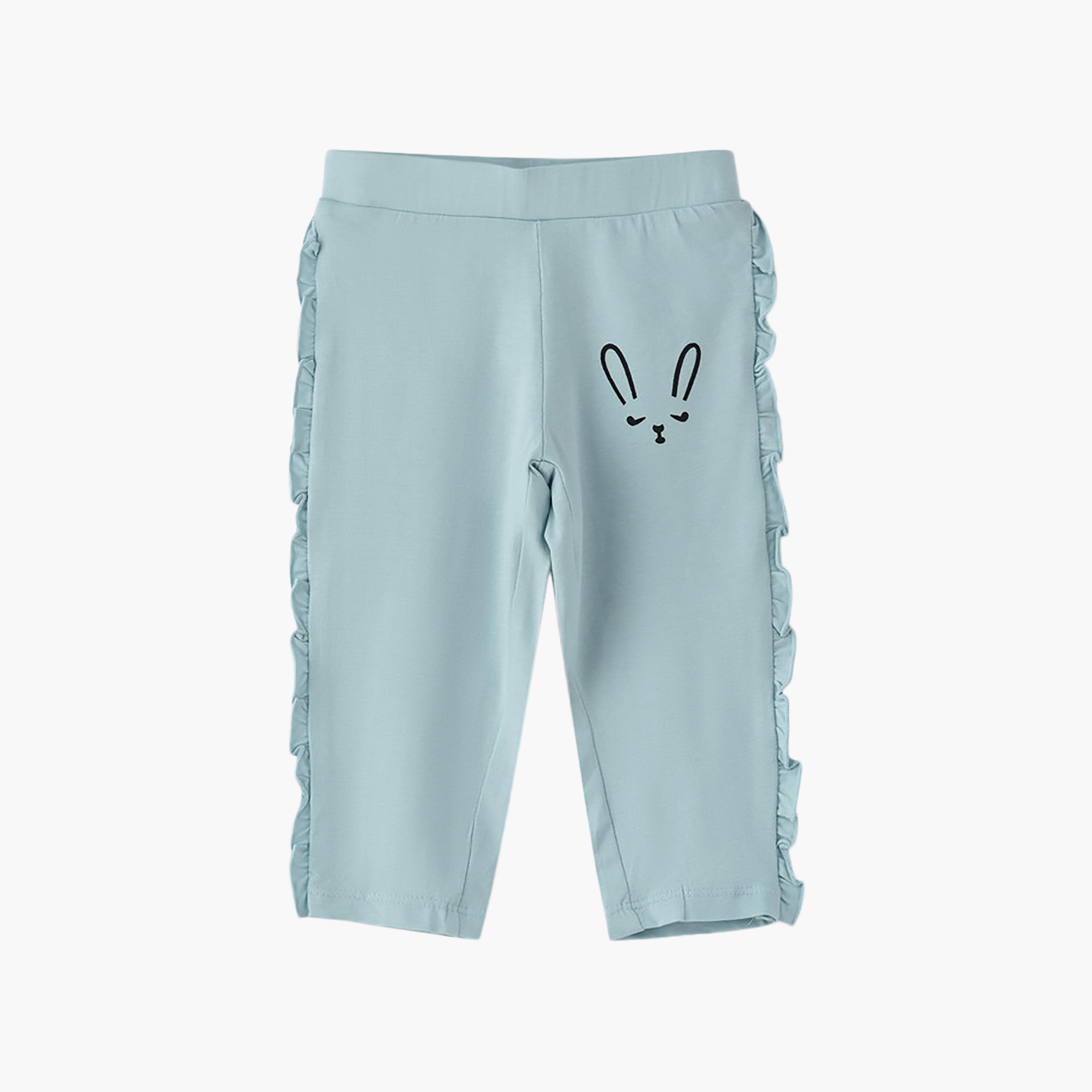 ليقنز قطن بطبعة أرنب وخصر مرن من يونيكيدز-baby-girls-clothing-bottoms-leggings-image-1