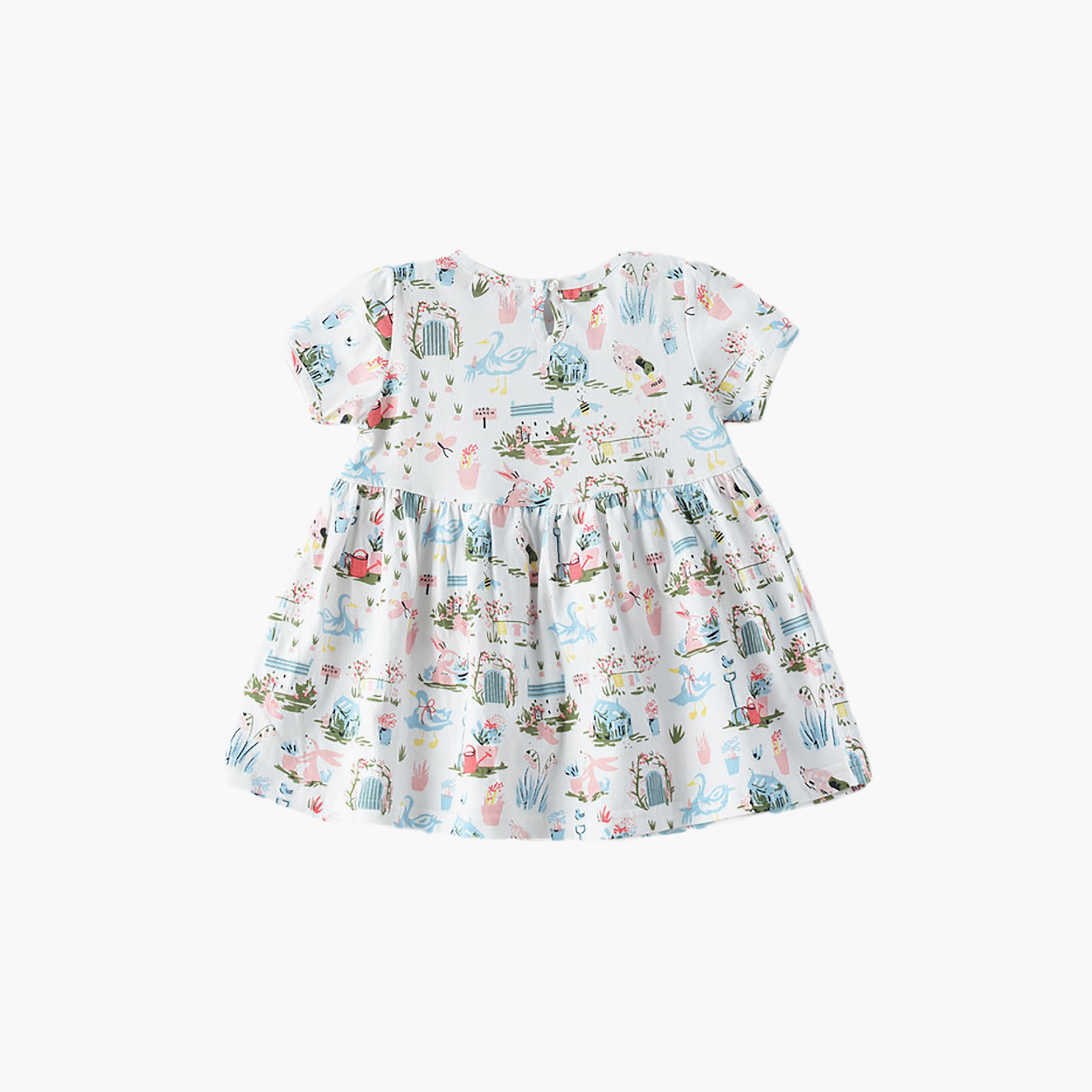 فستان قطن مطبوع بأكمام قصيرة من يونيكيدز-baby-girls-clothing-dressesandjumpsuits-image-2