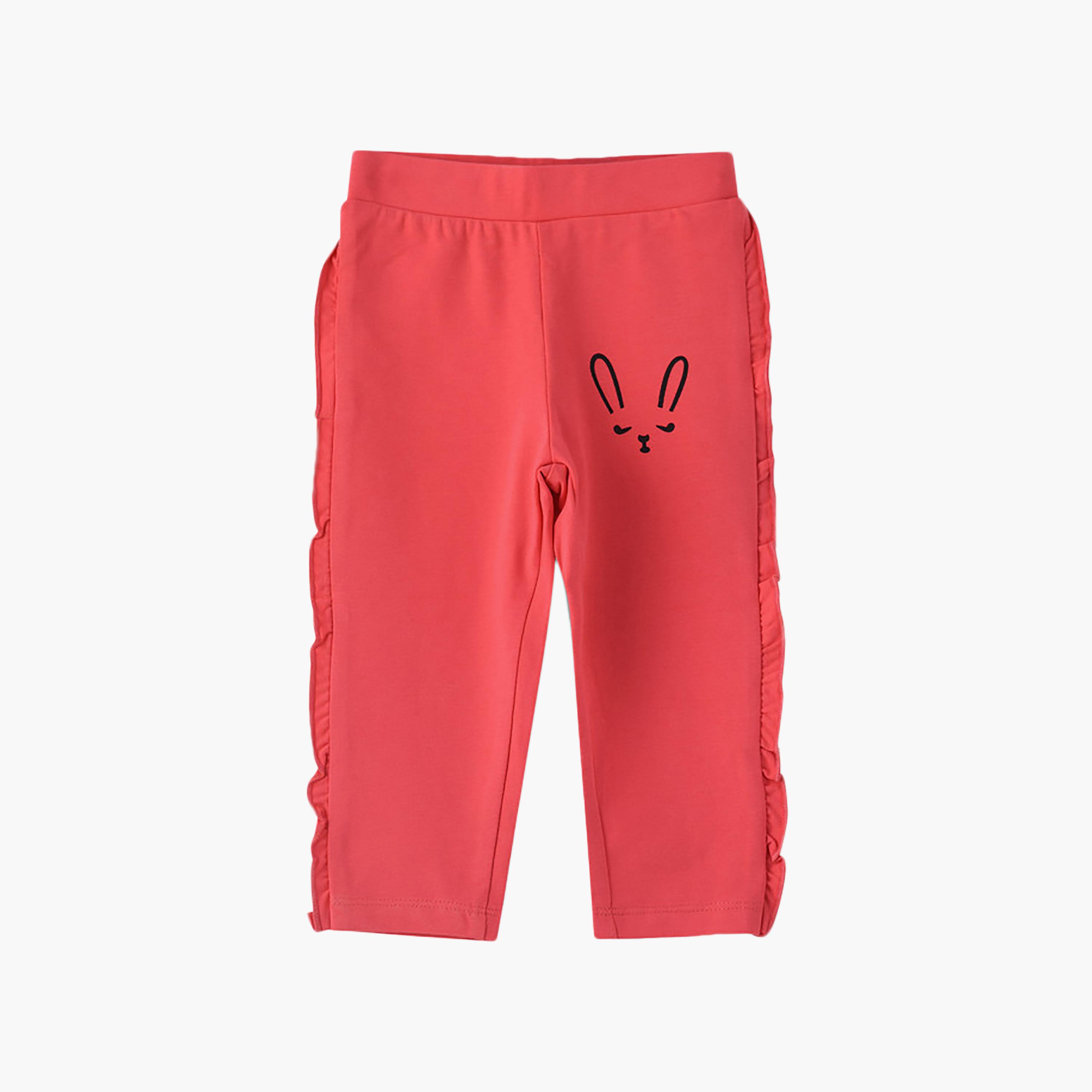 ليقنز قطن بطبعة أرنب وخصر مرن من يونيكيدز-baby-girls-clothing-bottoms-leggings-image-1