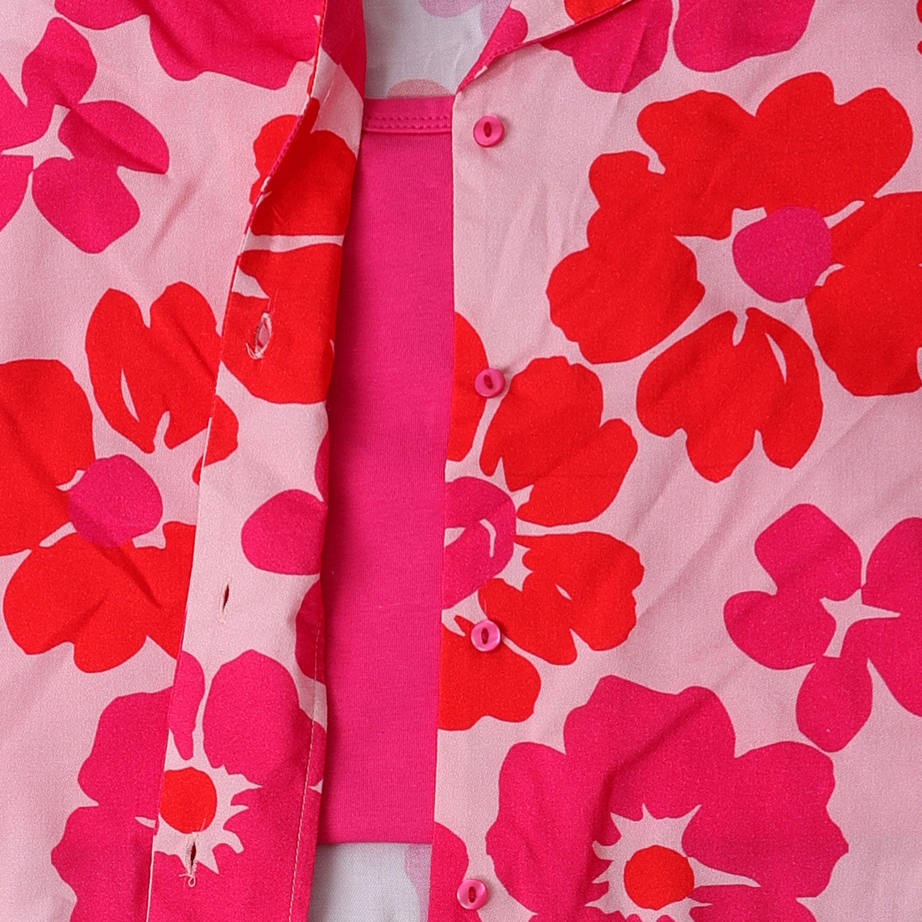 مجموعة بلوزة وقميص بأكمام قصيرة وطبعة زهور مع شورت 3 قطع من أيكو-girls-clothing-setsandcoords-image-5
