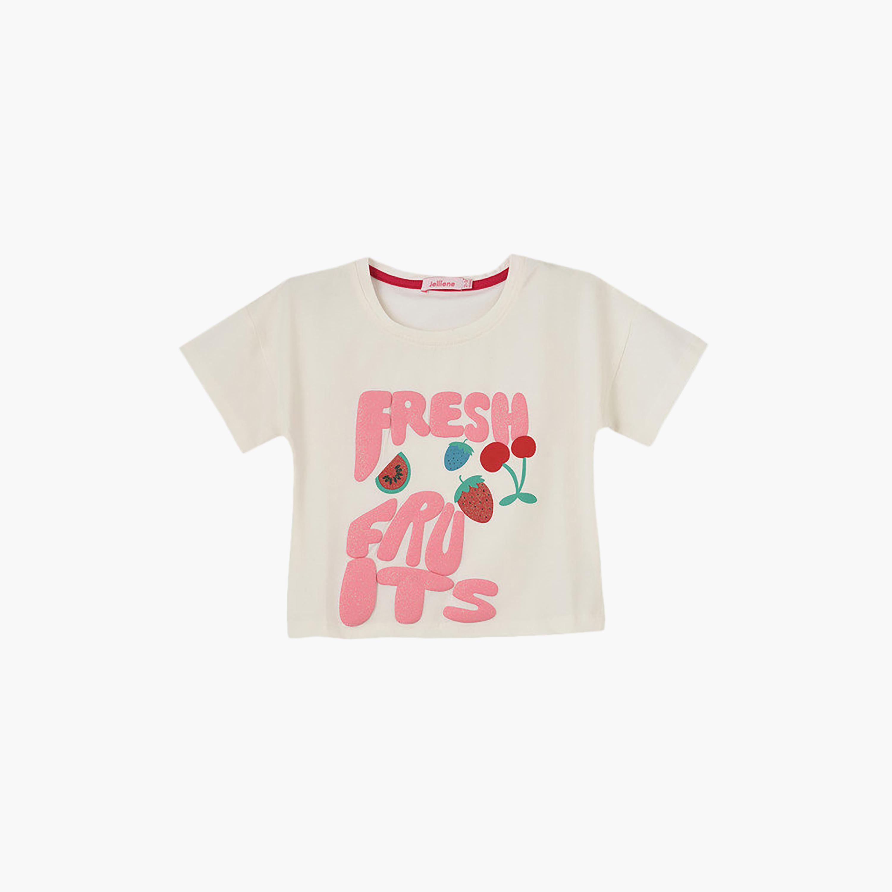 UniqKidz Cotton Short Sleeves Fresh Fruits Graphic T-Shirt-girls-clothing-tshirts-image-1