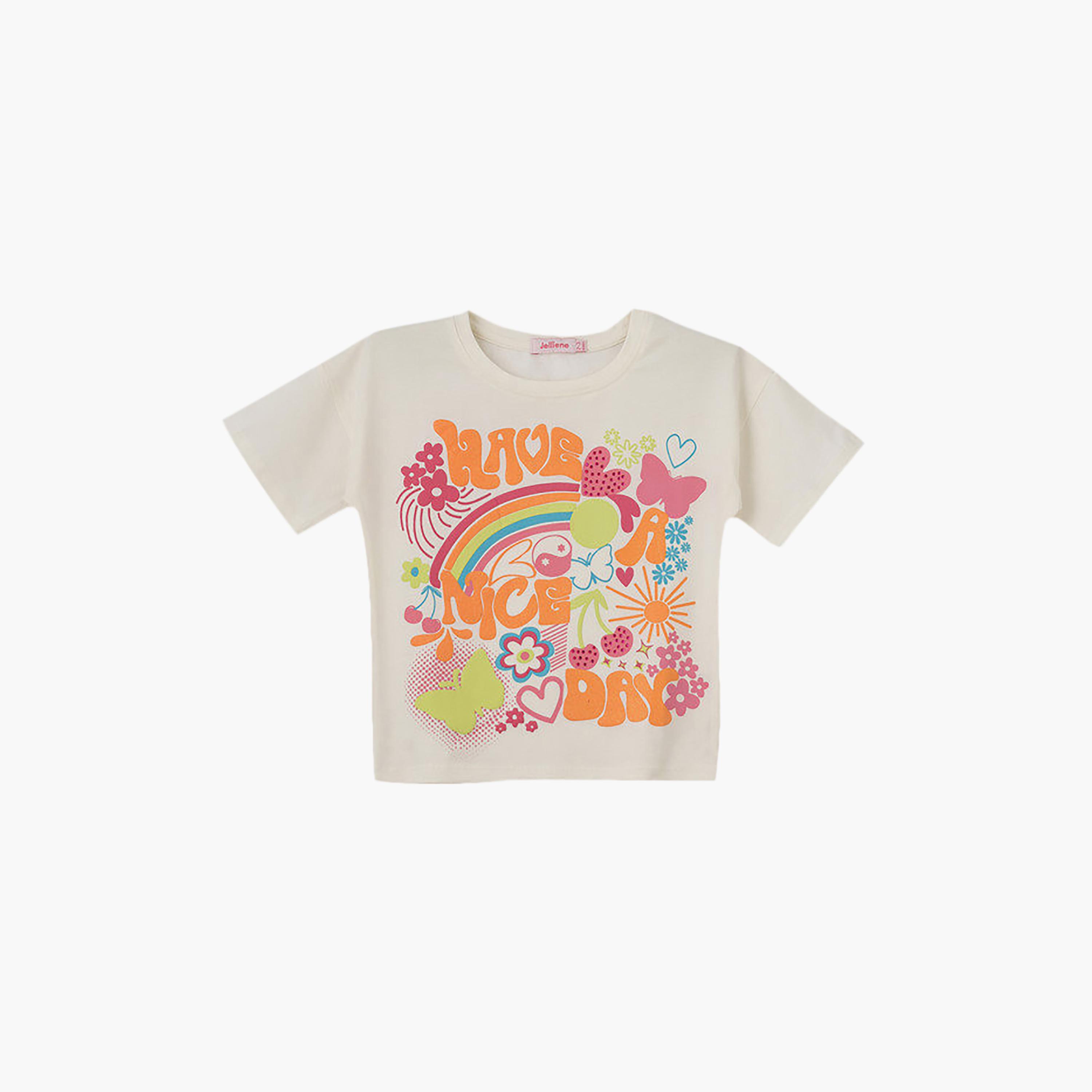 UniqKidz Cotton Short Have A Nice Day Truck Graphic T-Shirt-girls-clothing-tshirts-image-1