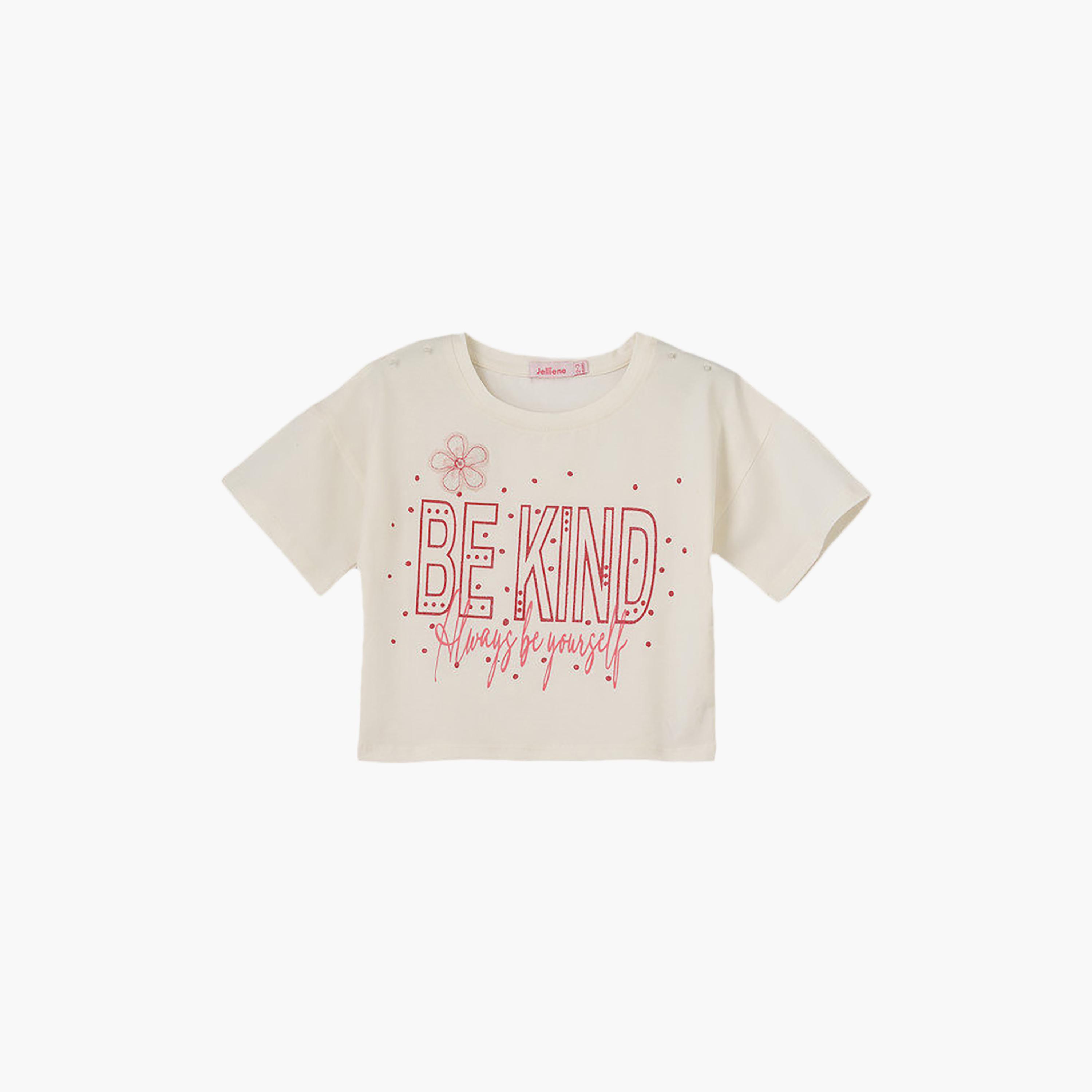 UniqKidz Cotton Short Sleeves Be Kind Graphic T-Shirt-girls-clothing-tshirts-image-1