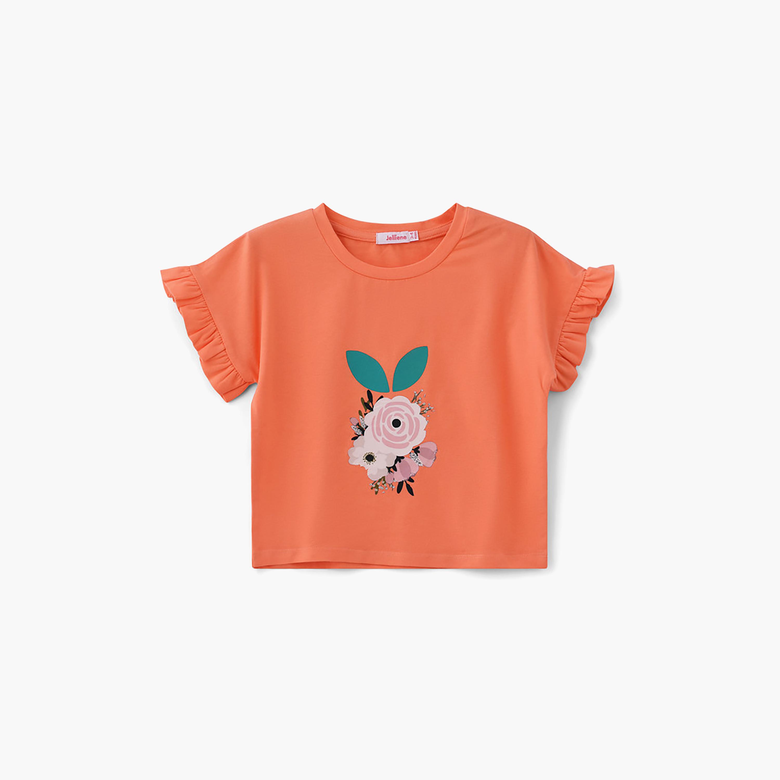 UniqKidz Short Ruffle Sleeves Flower Printed Top-girls-clothing-blousesandshirts-image-1