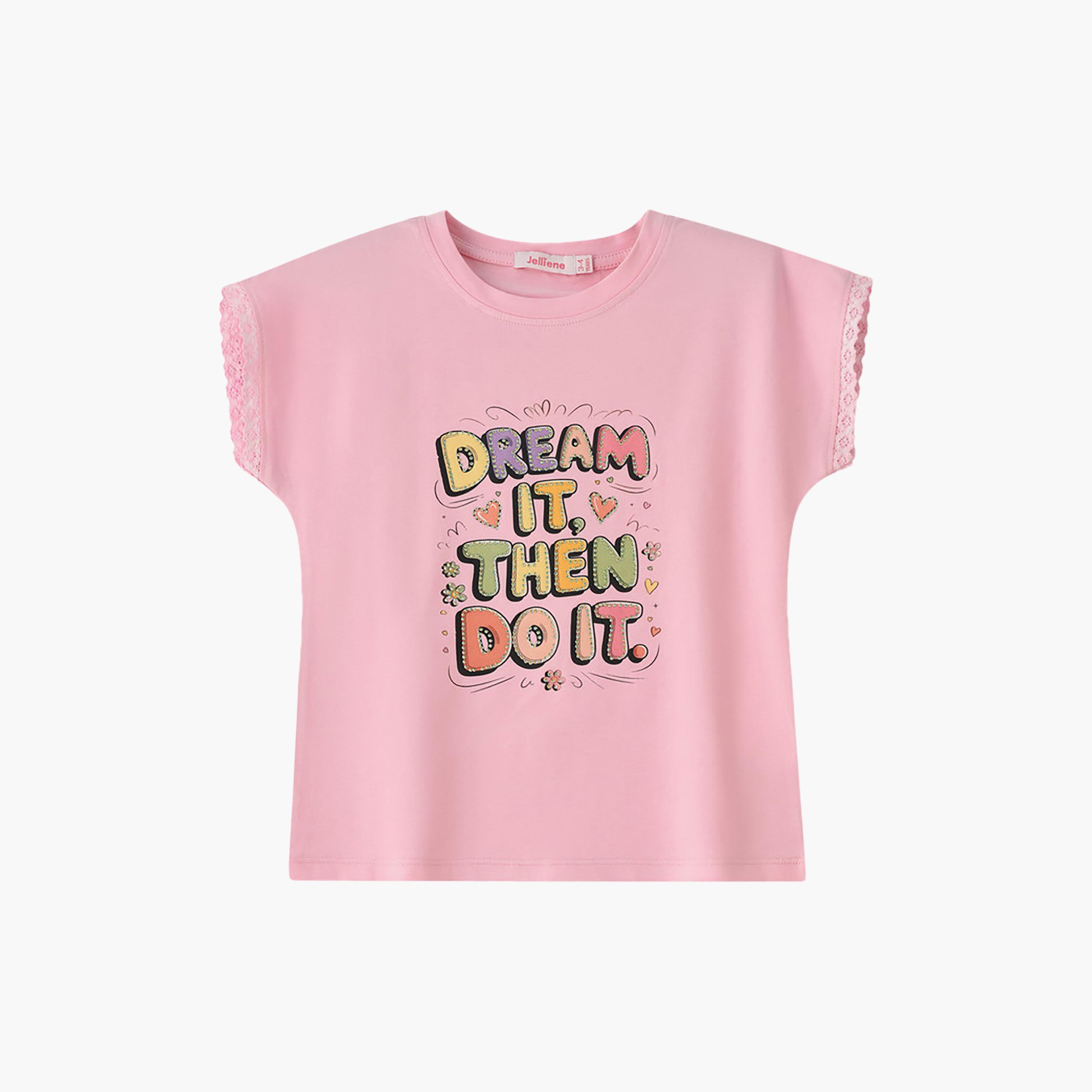 تيشرت بأكمام قصيرة بطبعة جرافيك من يونيكيدز-girls-clothing-tshirts-image-1