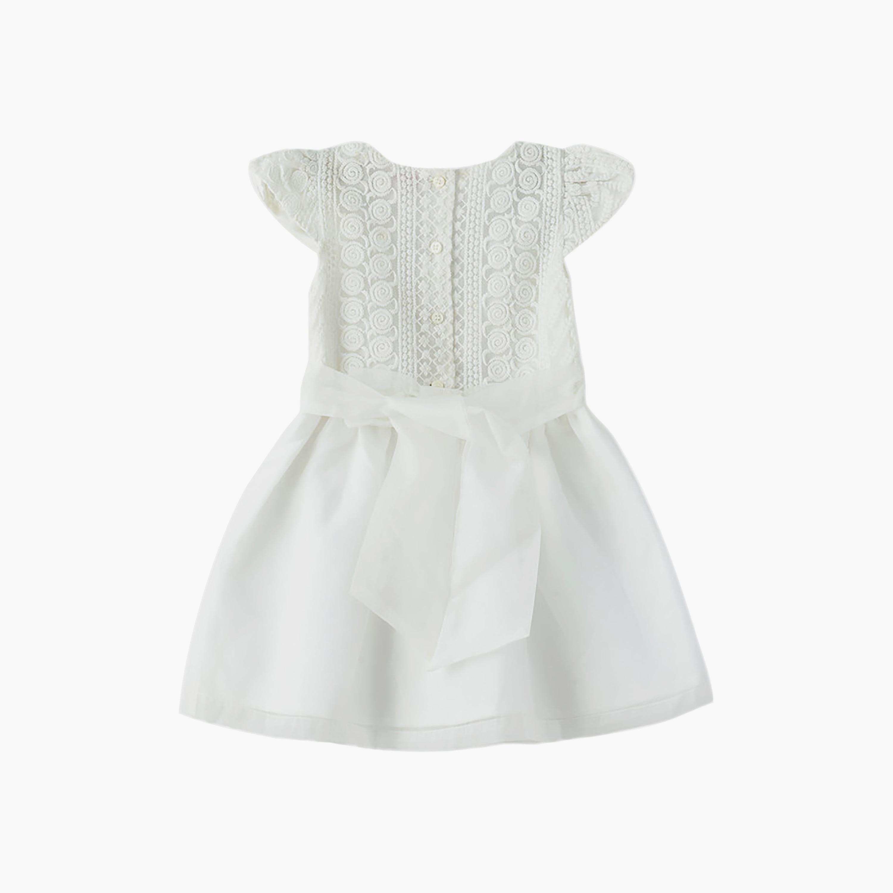 فستان قطن بقوام بارز وأكمام قصيرة جداً (كاب) من يونيكيدز-girls-clothing-dressesandjumpsuits-image-2