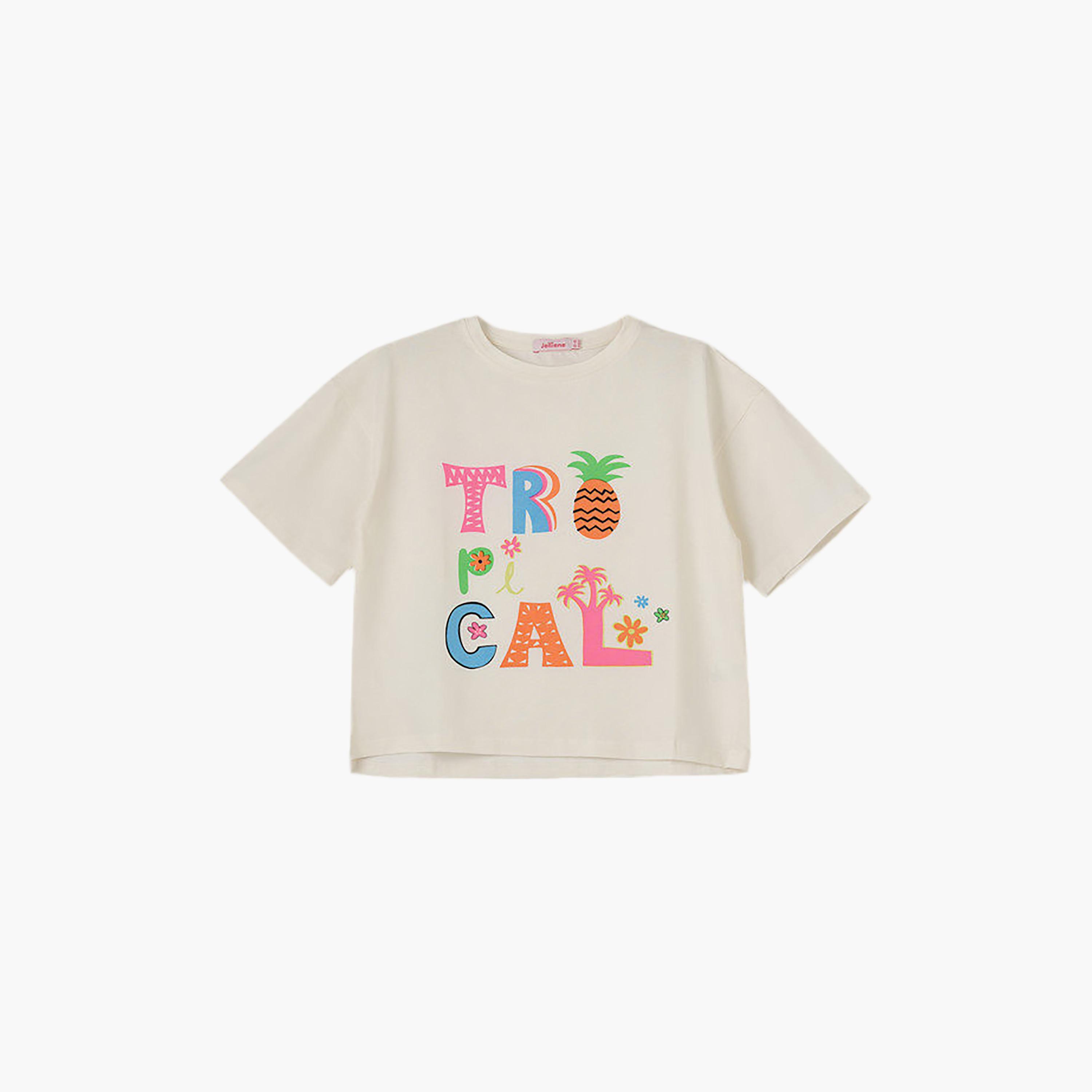 UniqKidz Cotton Short Sleeves Tropical Graphic T-Shirt-girls-clothing-tshirts-image-1