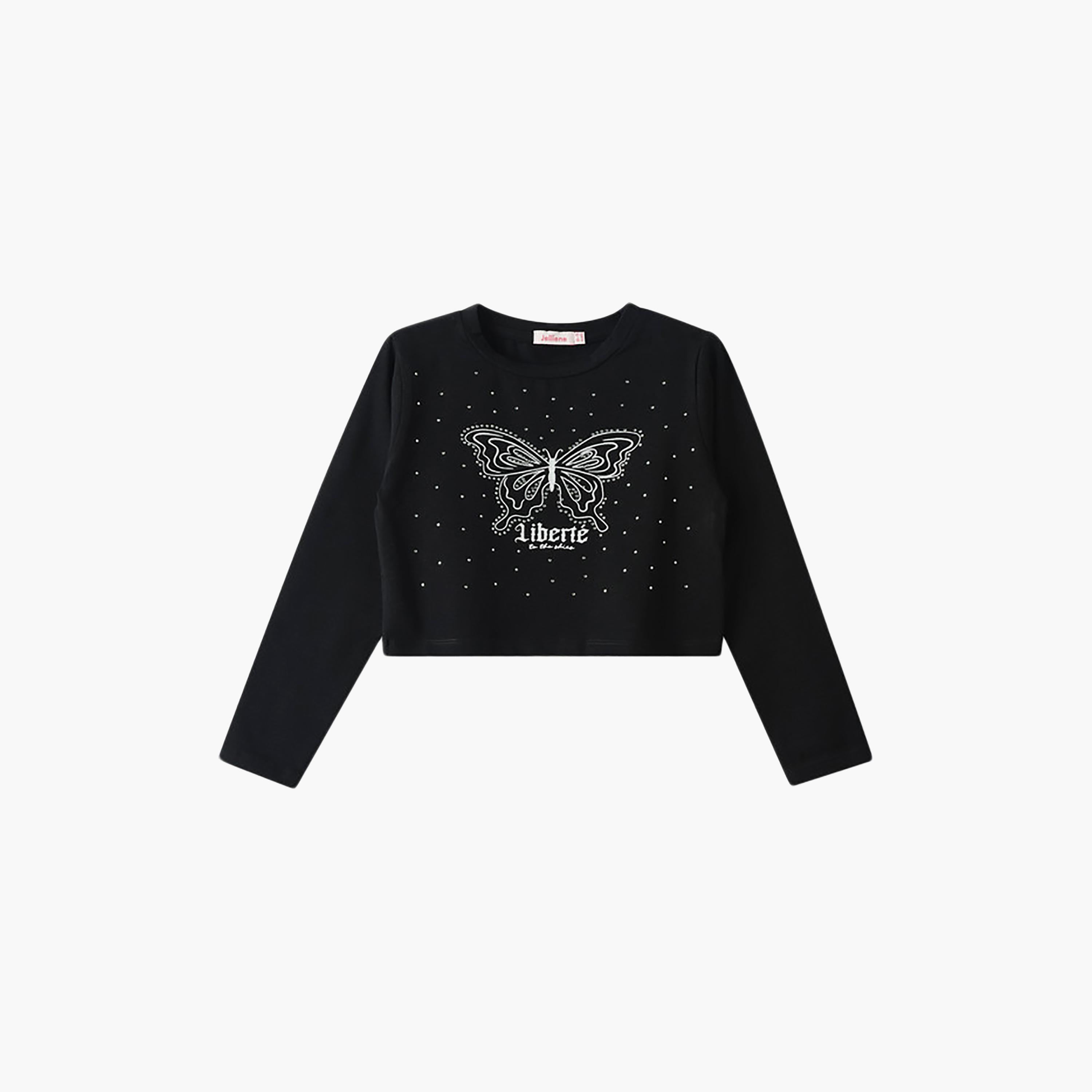 Uniqkidz Long Sleeves Embellished Cotton Crop Top-girls-clothing-blousesandshirts-image-1