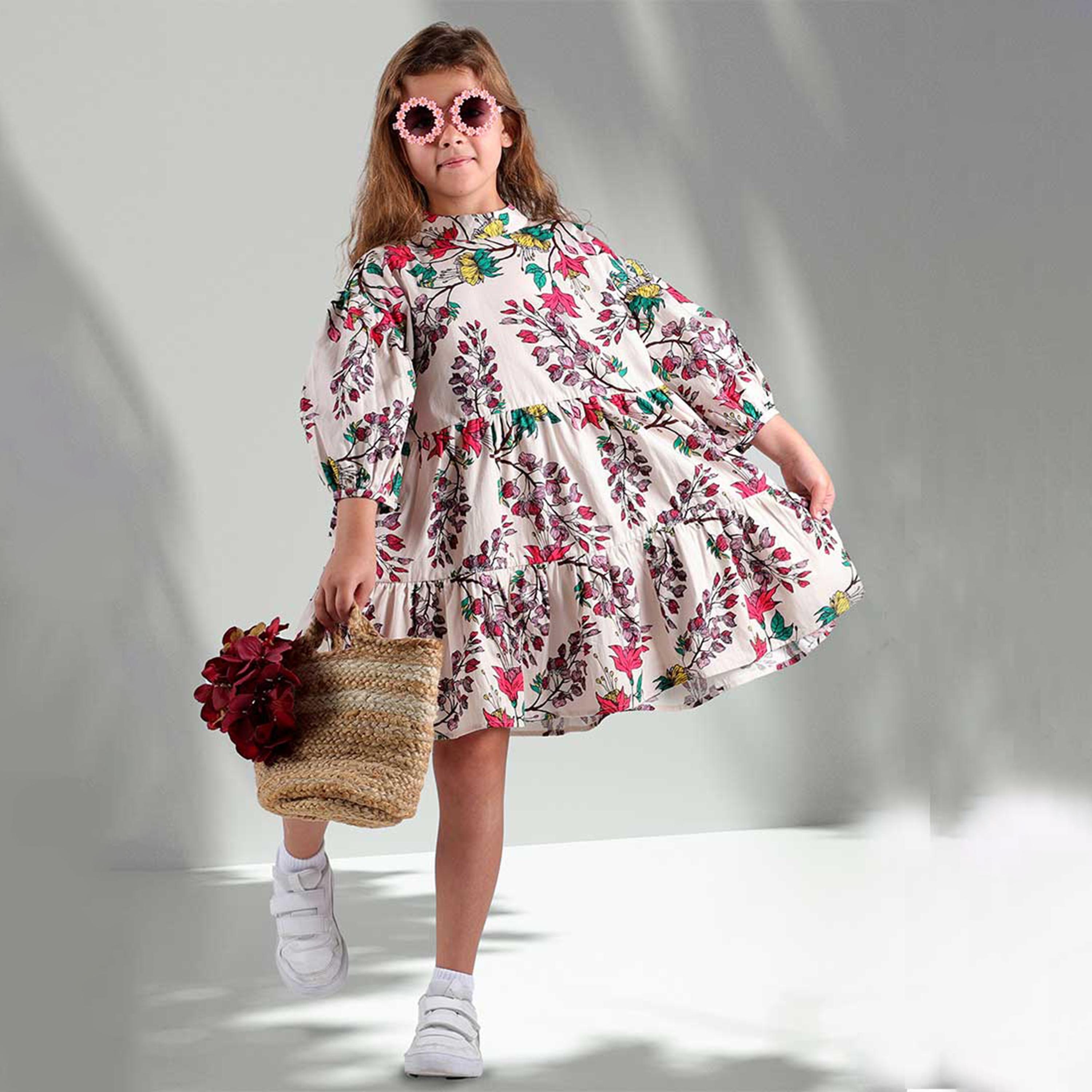فستان بطبقات وأكمام قصيرة وطبعات زهور من أيكو-girls-clothing-dressesandjumpsuits-image-4