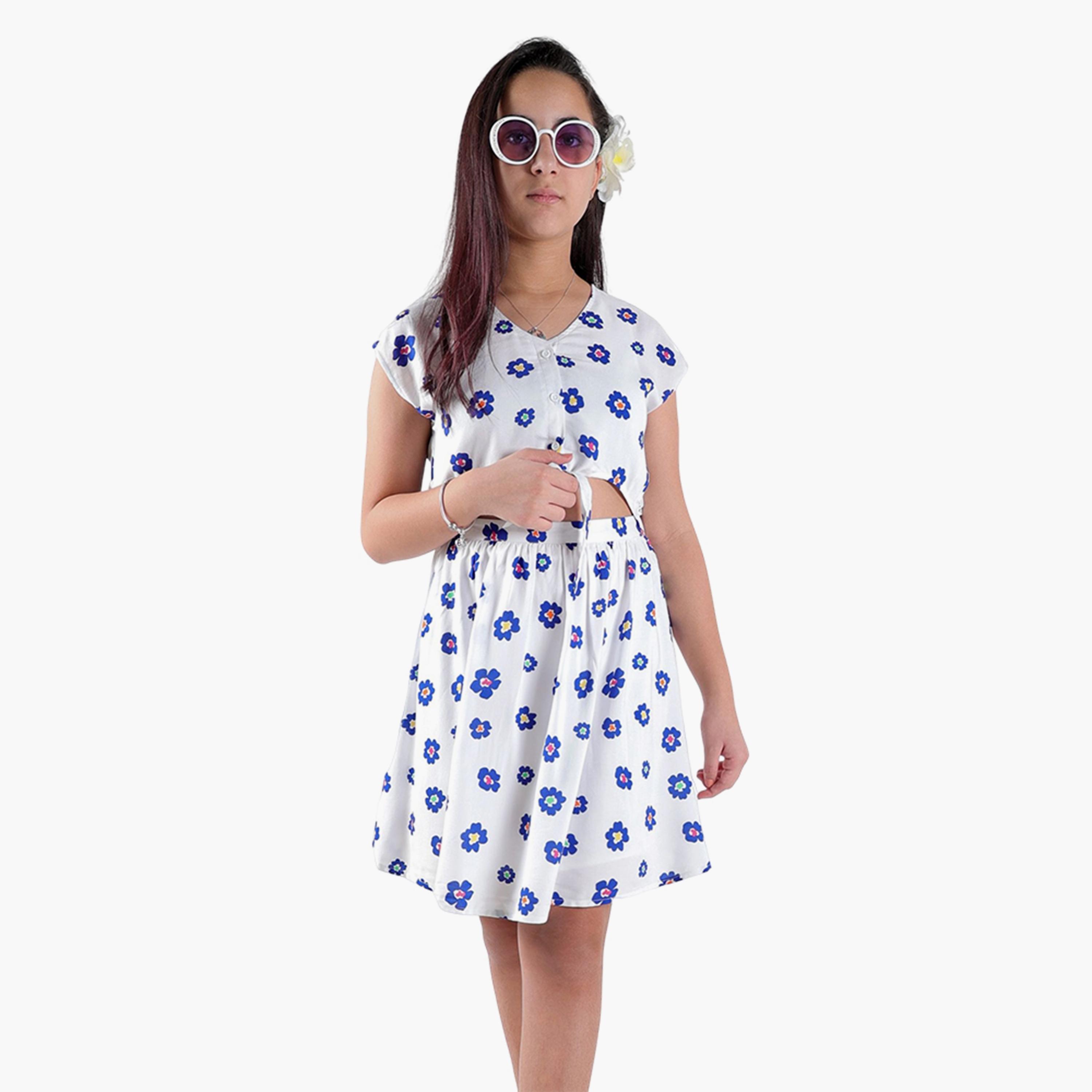 فستان بأكمام كاب وطبعات زهور من أيكو-girls-clothing-dressesandjumpsuits-image-1
