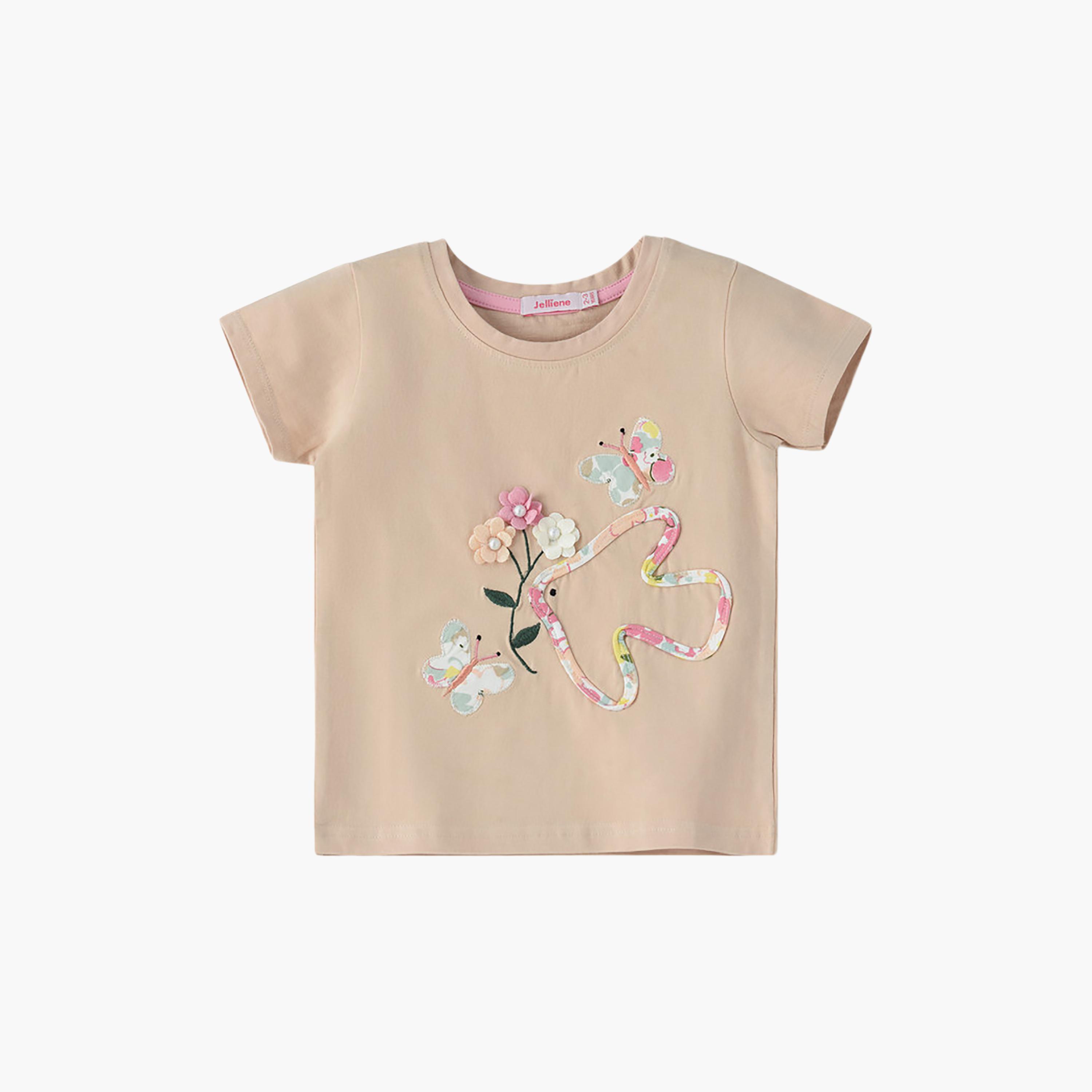Uniqkidz Short Sleeves Embroidered T-Shirt-girls-clothing-tshirts-image-1