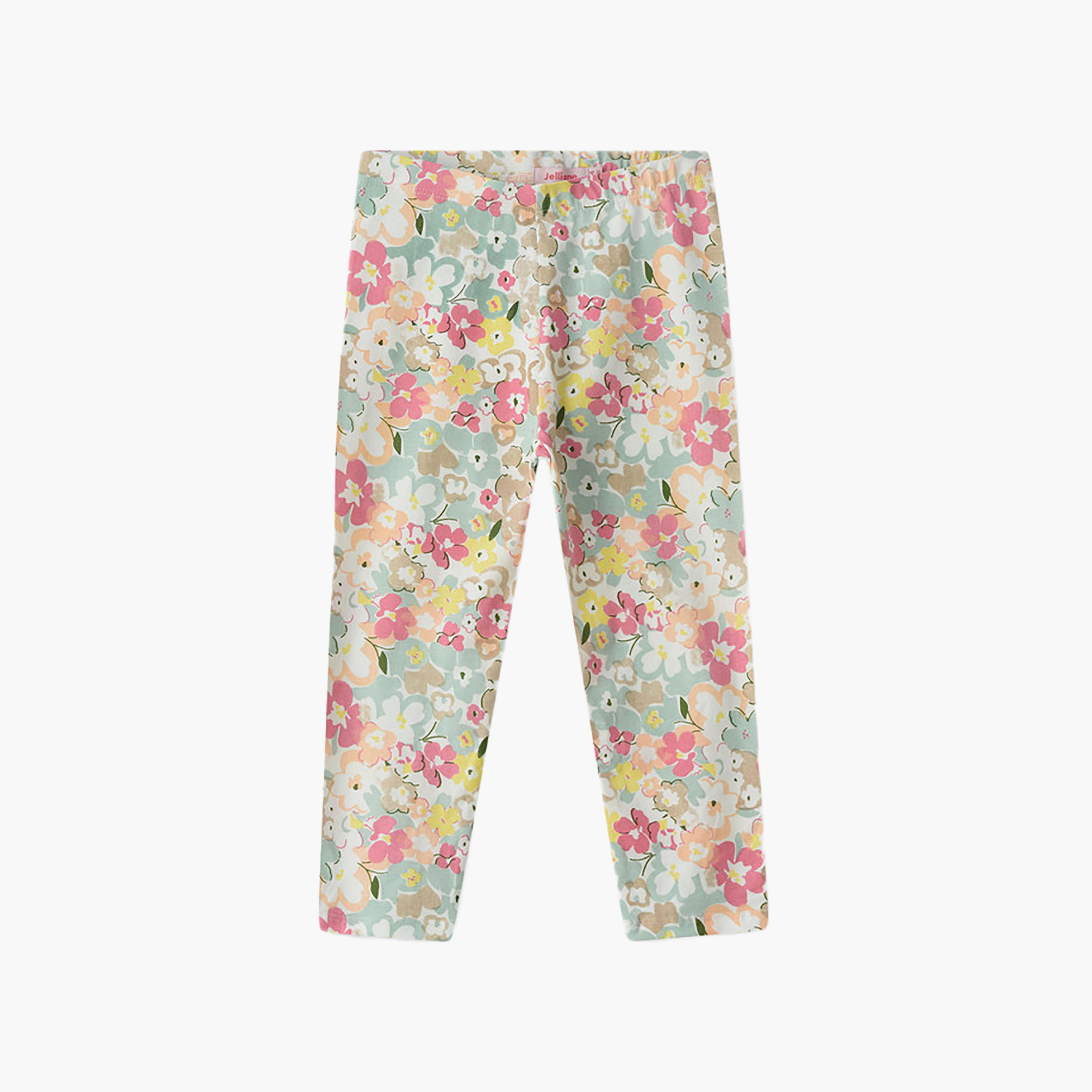ليقنز قطن بنقشة زهور وخصر مرن من يونيكيدز-girls-clothing-bottoms-leggings-image-1