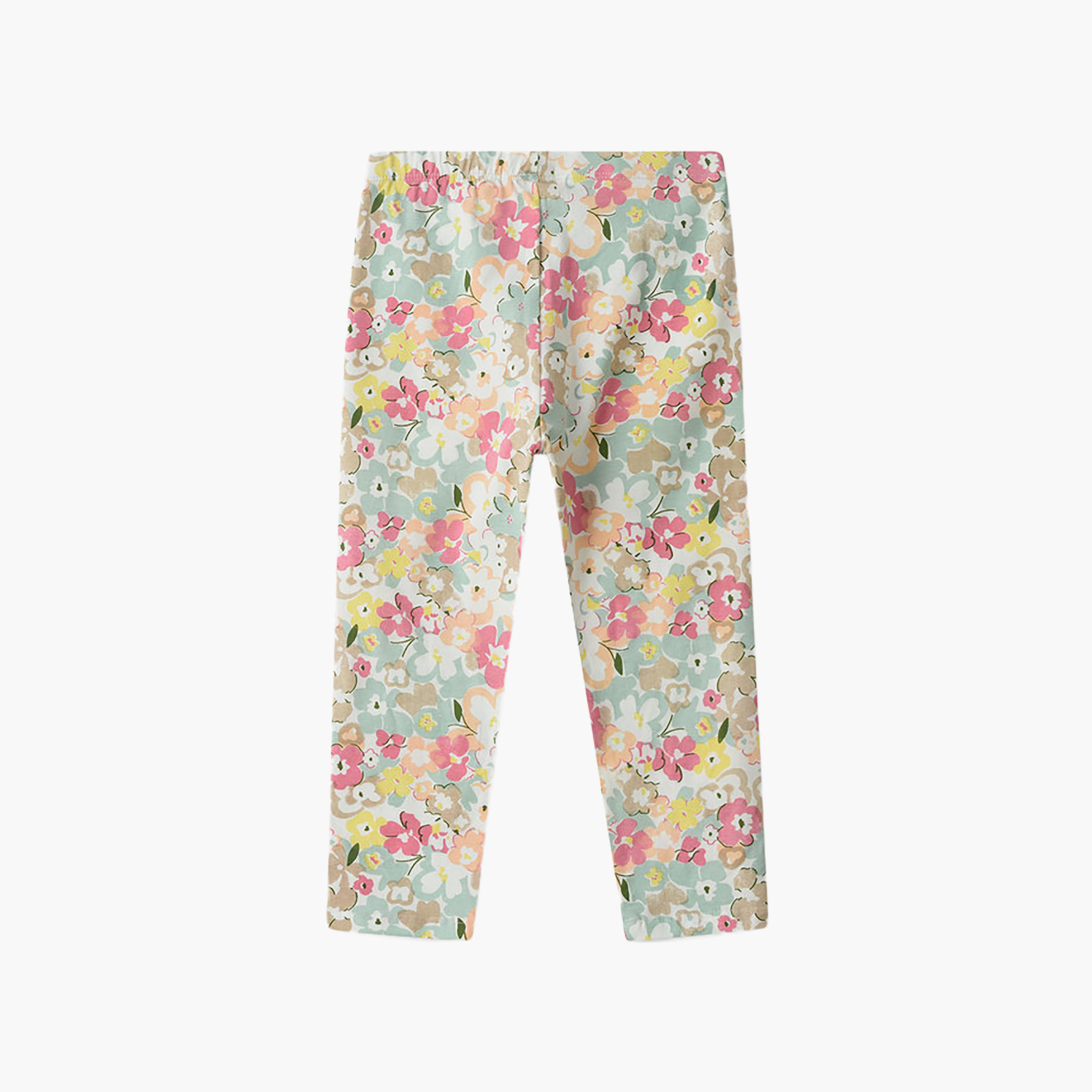 ليقنز قطن بنقشة زهور وخصر مرن من يونيكيدز-girls-clothing-bottoms-leggings-image-2