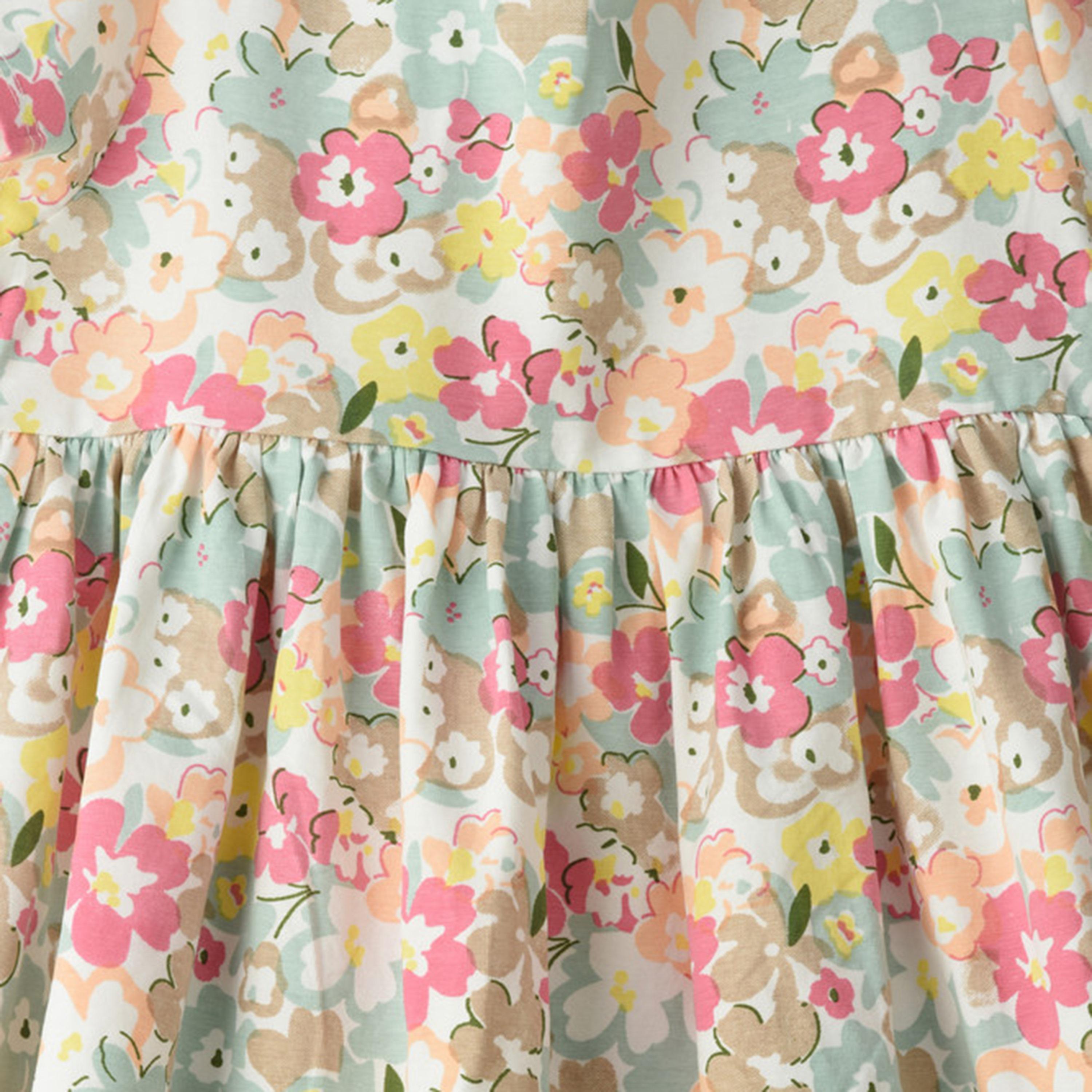 فستان قطن بنقشة زهور وأكمام قصيرة من يونيكيدز-girls-clothing-dressesandjumpsuits-image-3