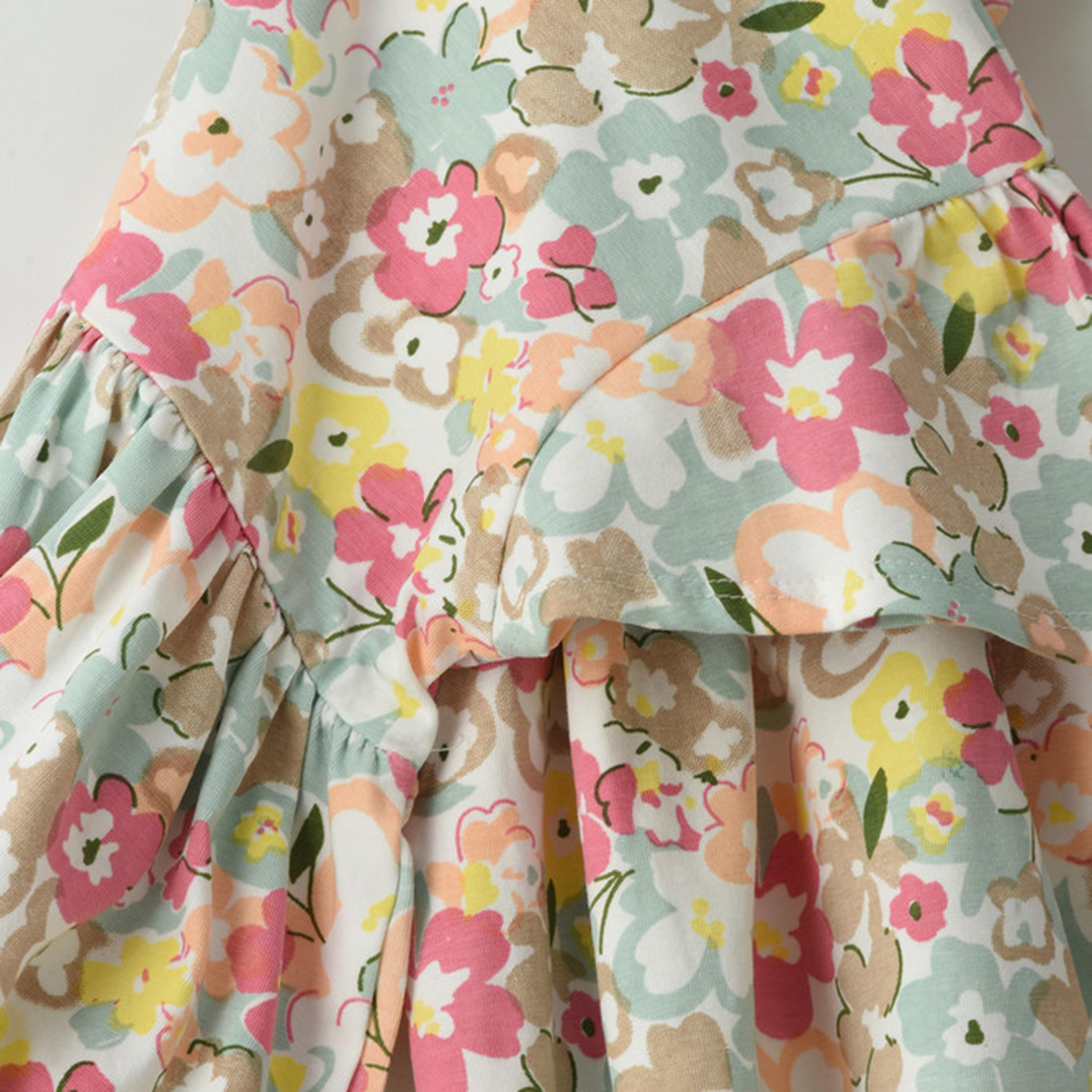 فستان قطن بنقشة زهور وأكمام قصيرة من يونيكيدز-girls-clothing-dressesandjumpsuits-image-4