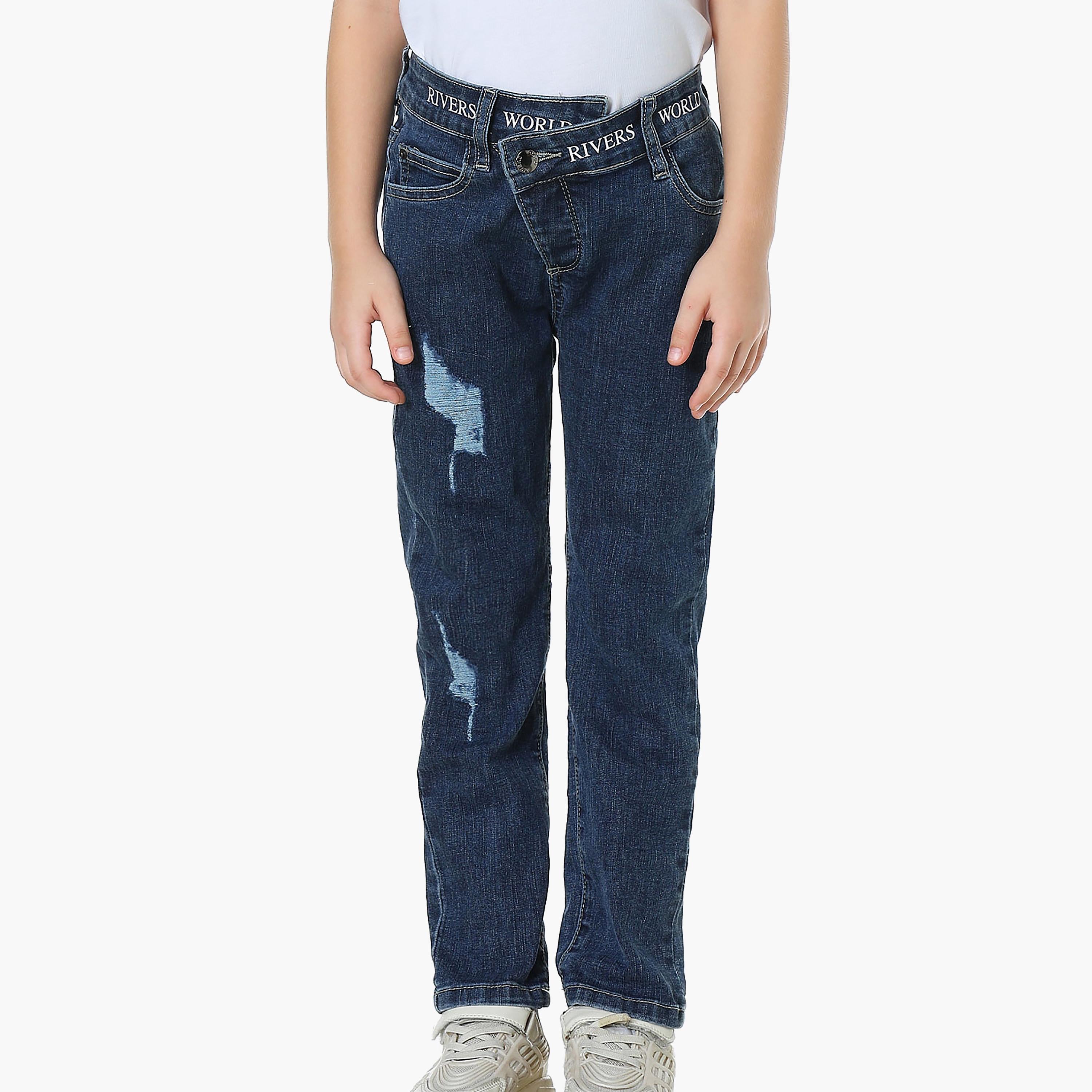 Rivers World Heavy Distressed Jeans-girls-clothing-bottoms-jeansandjeggings-image-1