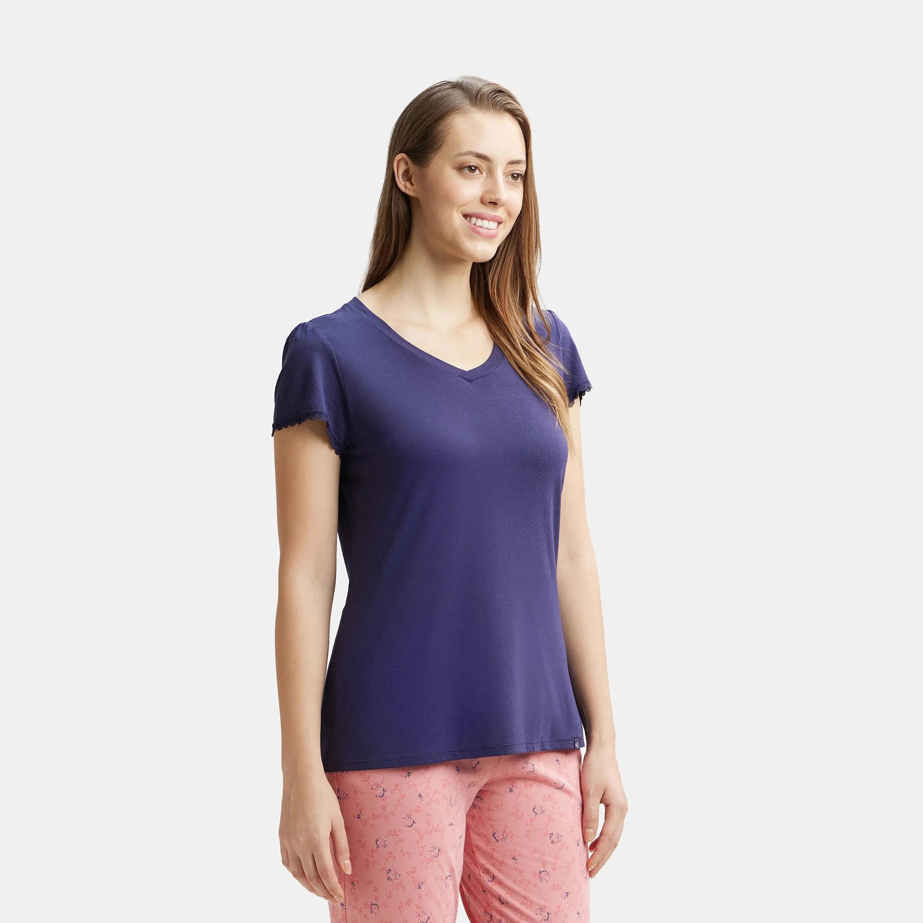 Jockey Women's Relax V-Neck Sleep Tee-women-clothing-tshirts-image-2