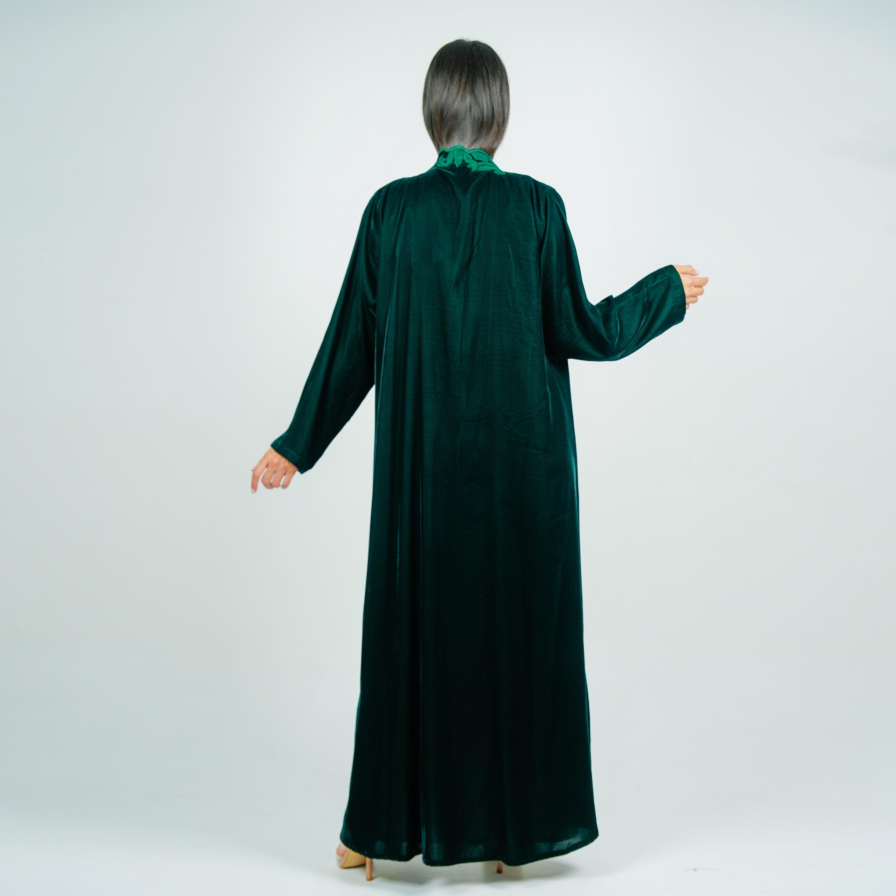 عباية مخمل مطرزة بالزهور مع حجاب من روزيت عباية-women-arabicclothing-abayas-image-5
