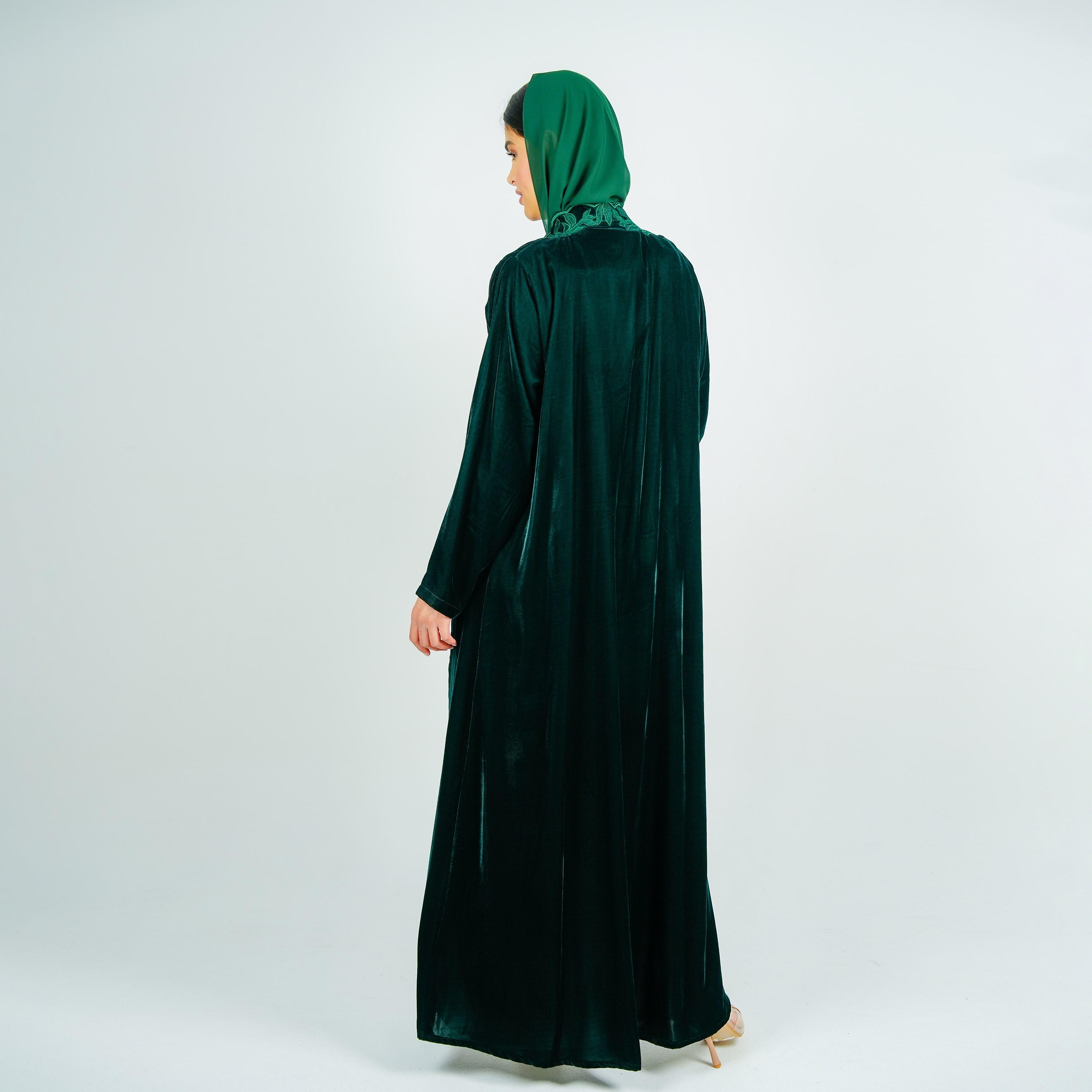 عباية مخمل مطرزة بالزهور مع حجاب من روزيت عباية-women-arabicclothing-abayas-image-6