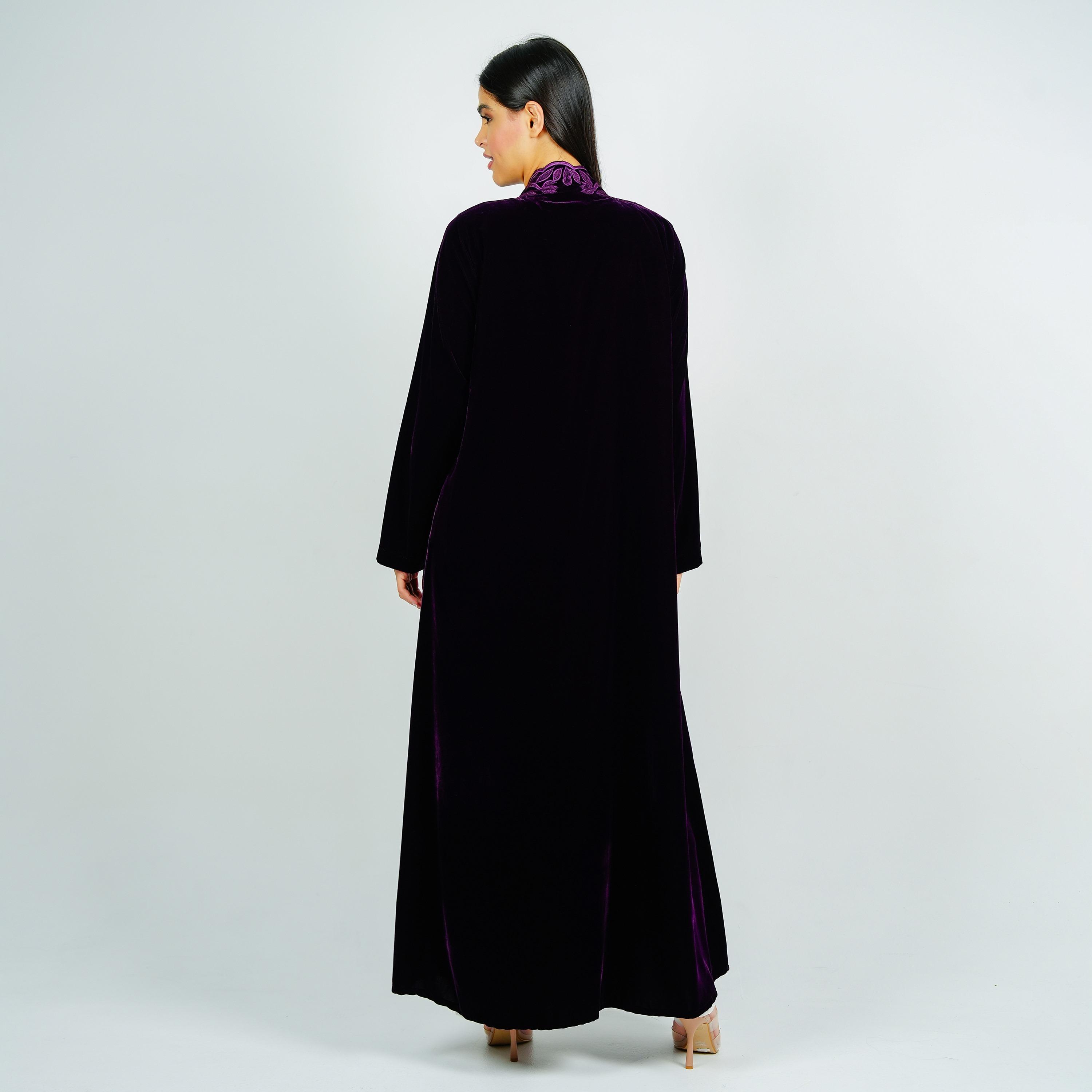 Rosette Abaya Floral Embroidered Velvet Abaya with Hijab-women-arabicclothing-abayas-image-5