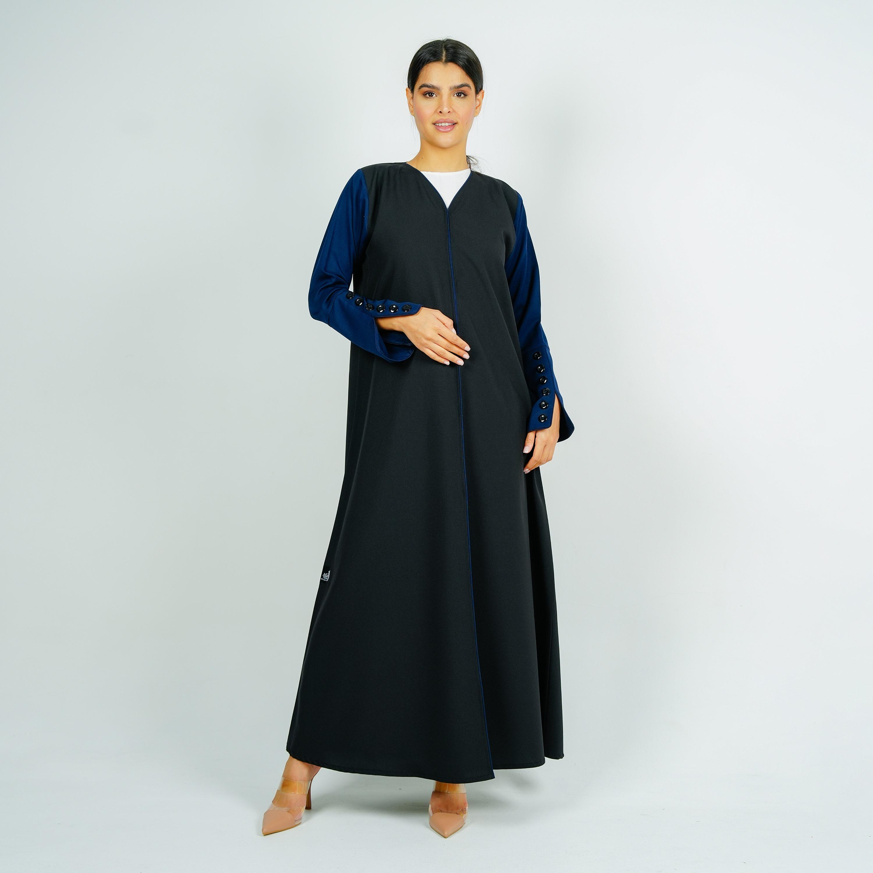 Rosette Abaya Black Colour-Blocked FWA Abaya with Hijab-women-arabicclothing-abayas-image-3