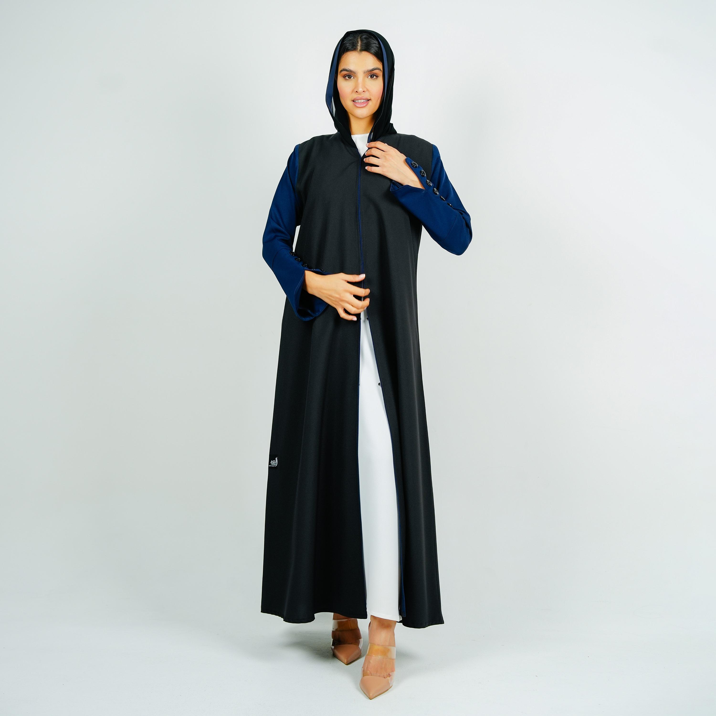 Rosette Abaya Black Colour-Blocked FWA Abaya with Hijab-women-arabicclothing-abayas-image-4