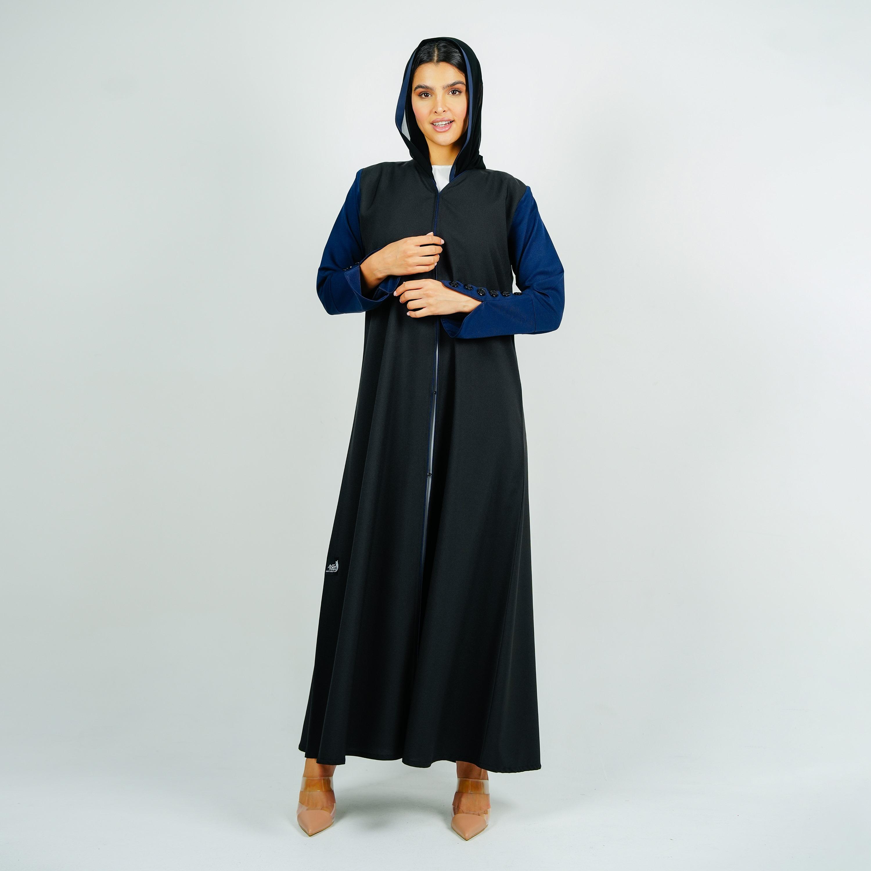 Rosette Abaya Black Colour-Blocked FWA Abaya with Hijab-women-arabicclothing-abayas-image-5