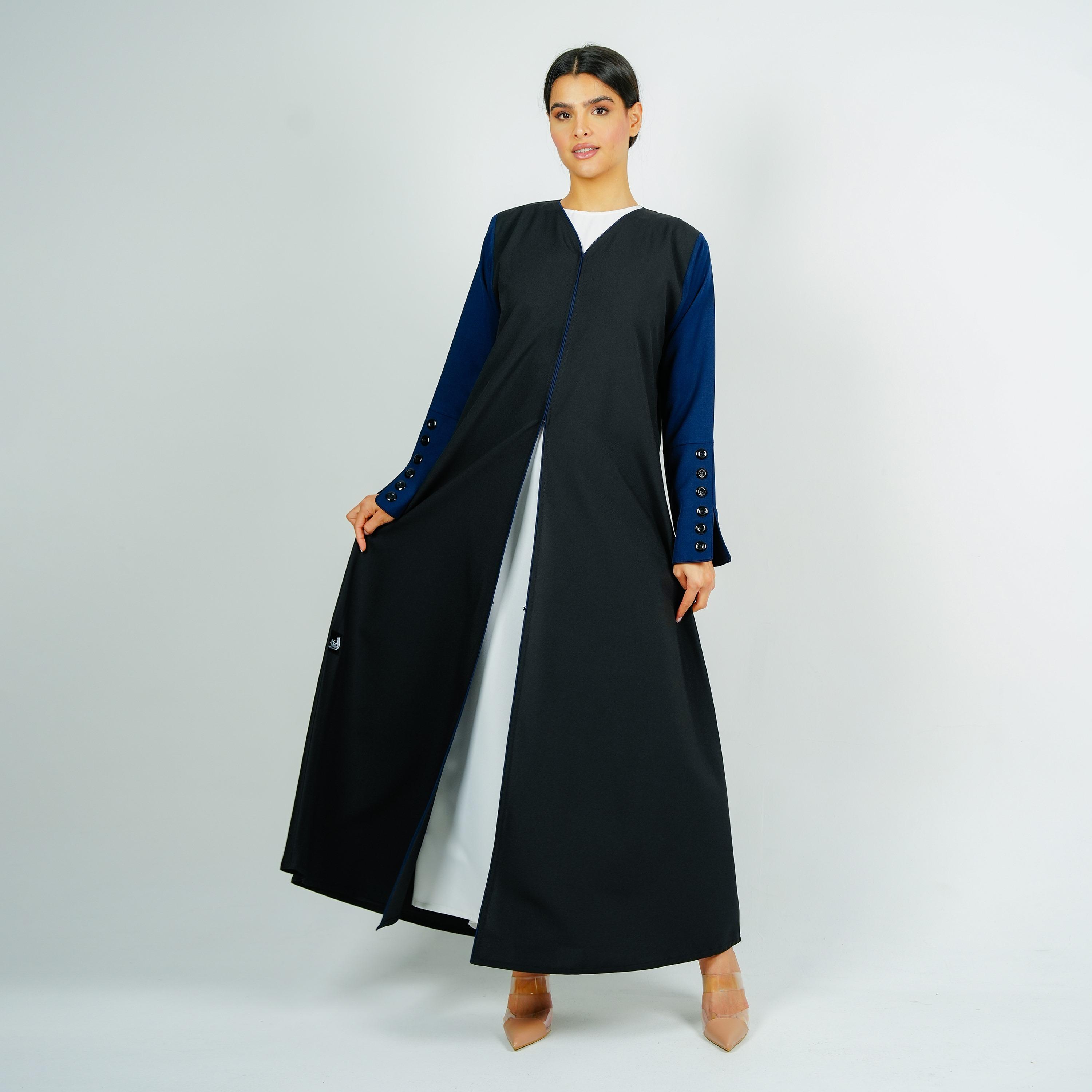 Rosette Abaya Black Colour-Blocked FWA Abaya with Hijab-women-arabicclothing-abayas-image-6