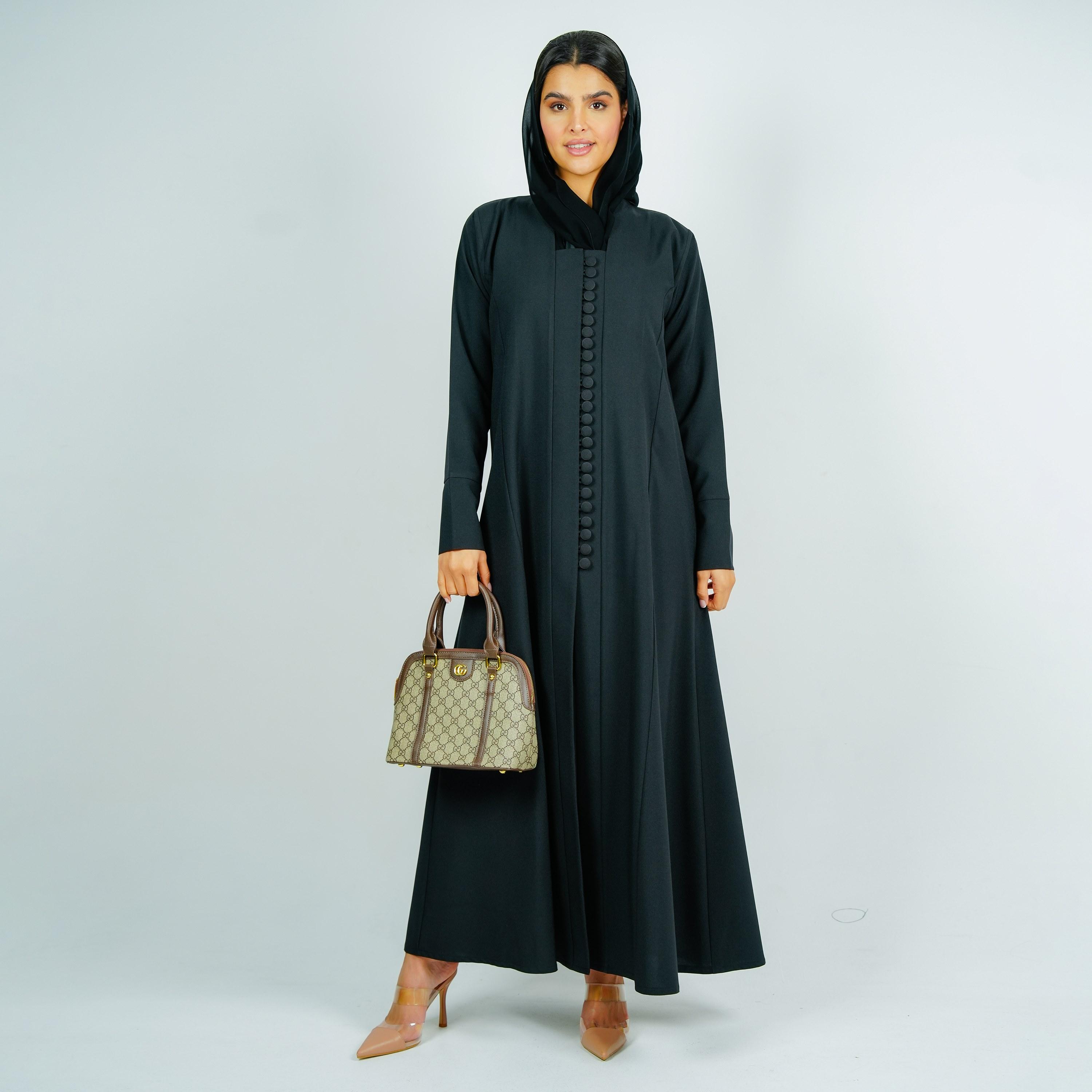 عباية قماش اف دبليو ايه بياقة مربعة مع حجاب من روزيت عباية-women-arabicclothing-abayas-image-1