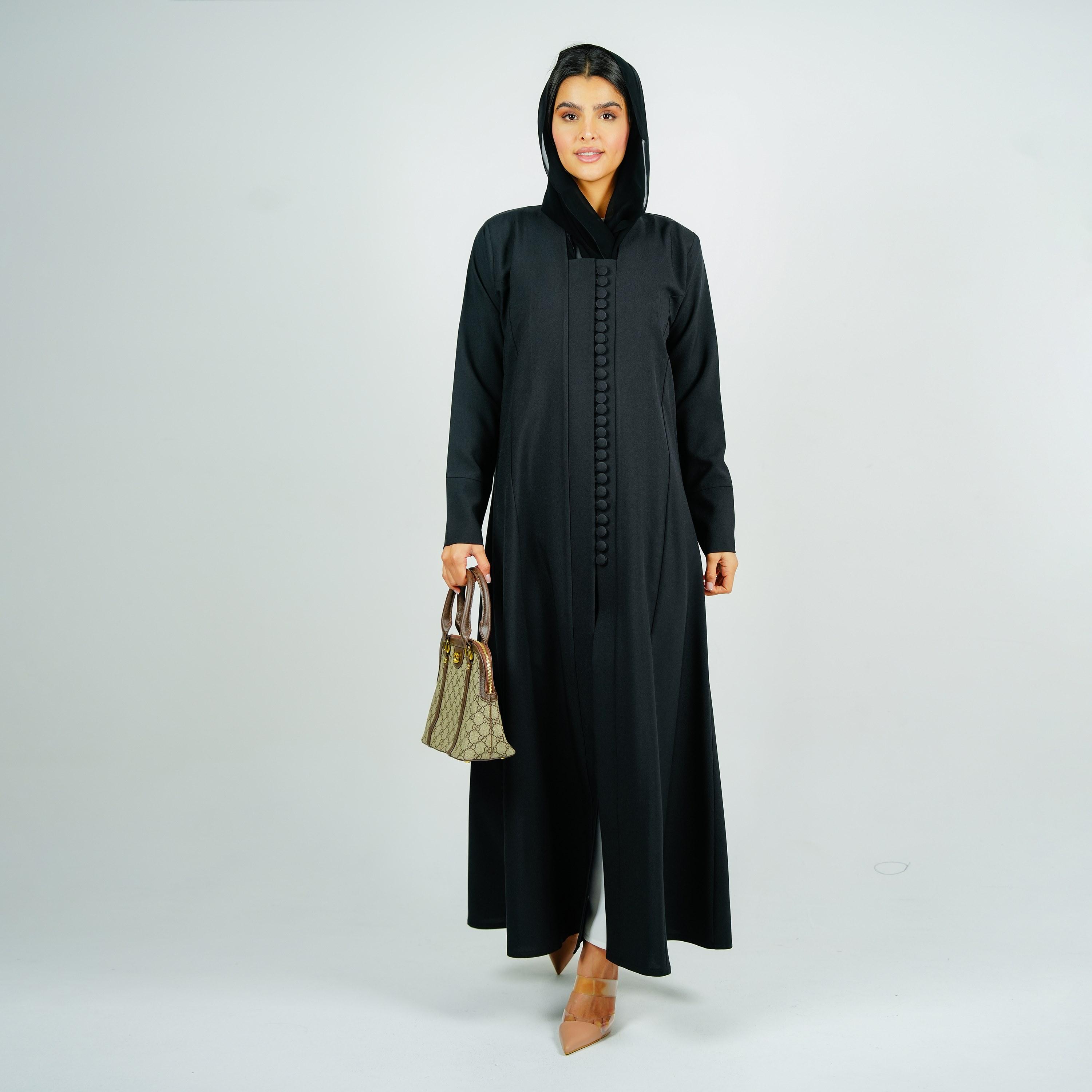 عباية قماش اف دبليو ايه بياقة مربعة مع حجاب من روزيت عباية-women-arabicclothing-abayas-image-4