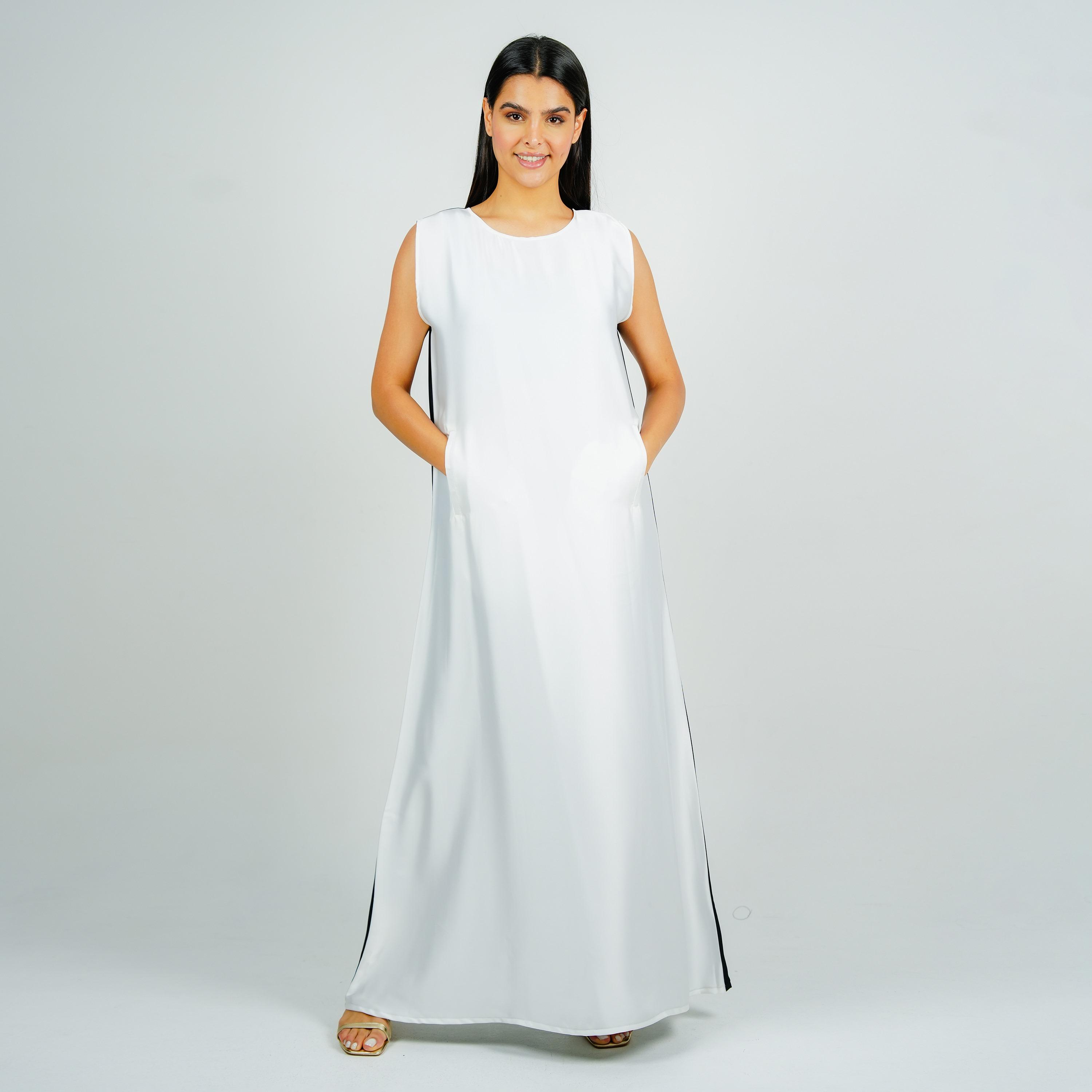 Rosette Abaya Multicolour Dual Tone Satin Abaya Inner Dress-women-arabicclothing-abayainner-image-1