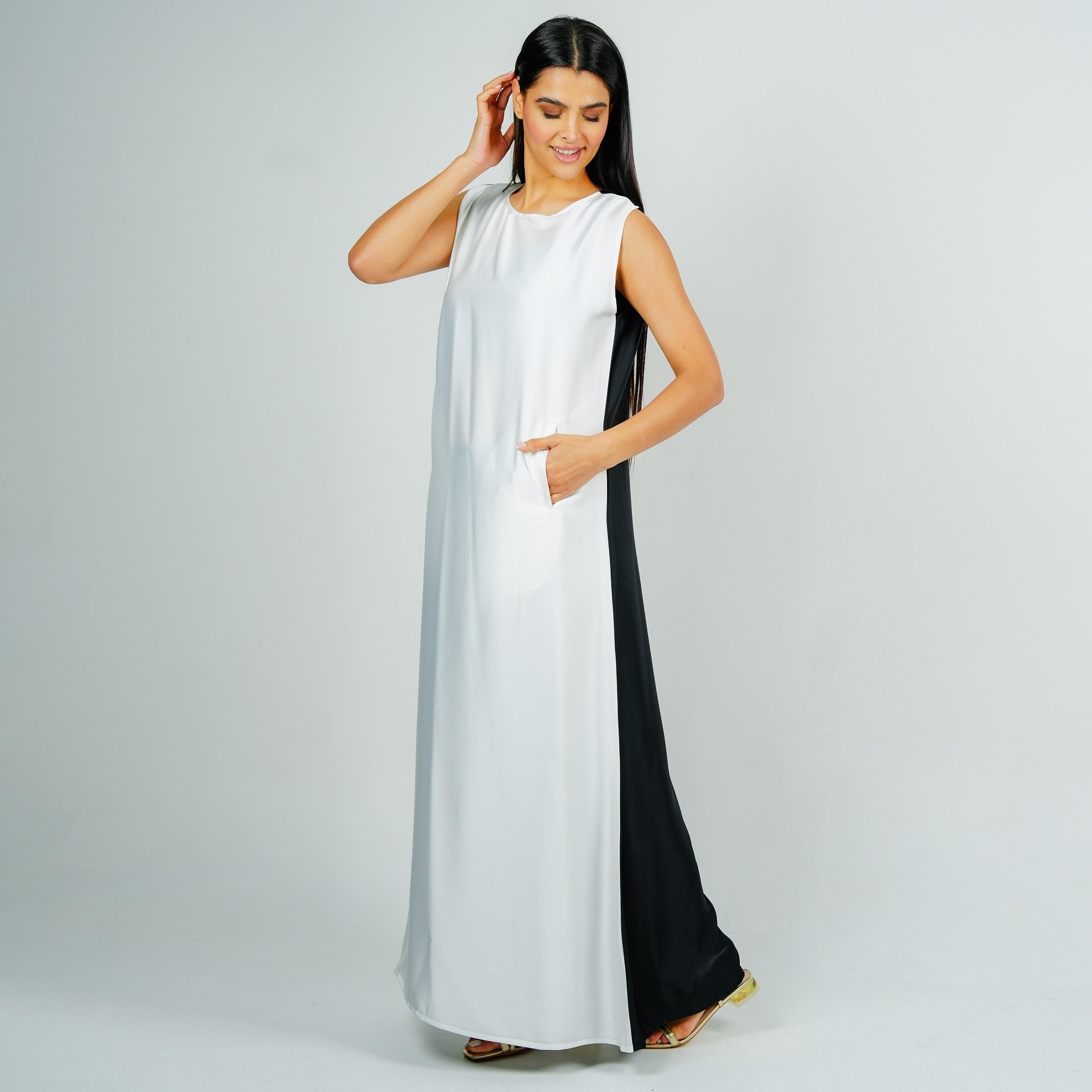Rosette Abaya Multicolour Dual Tone Satin Abaya Inner Dress-women-arabicclothing-abayainner-image-2