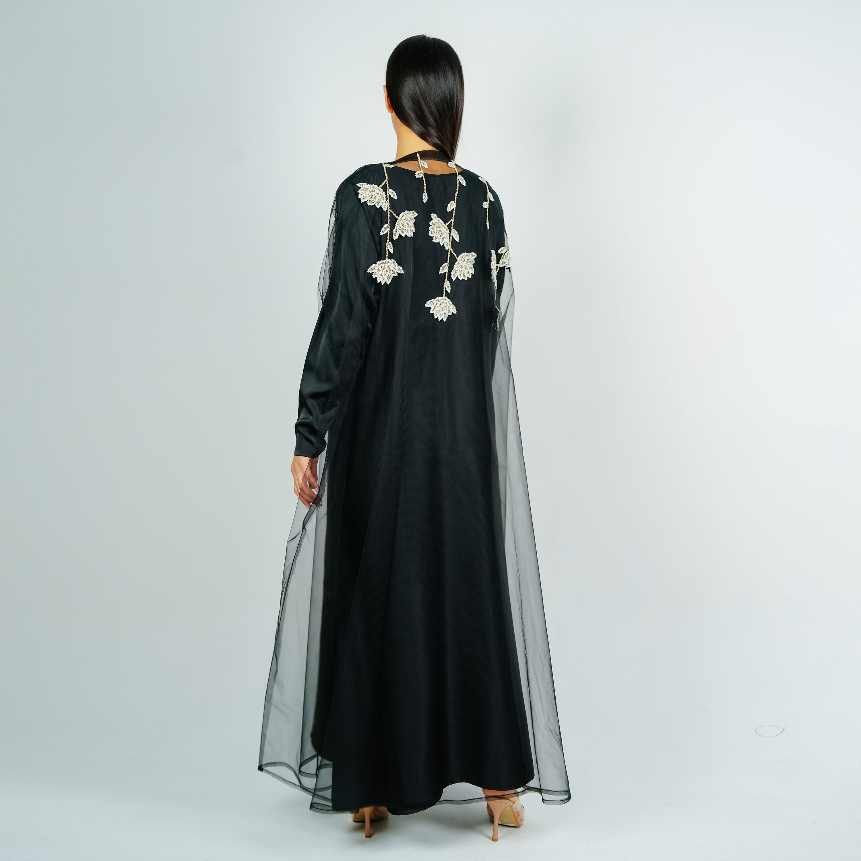 عباية سهرة ساتان مطرزة بالزهور والخرز مع جاكيت شفاف من روزيت عباية-women-arabicclothing-abayas-image-7