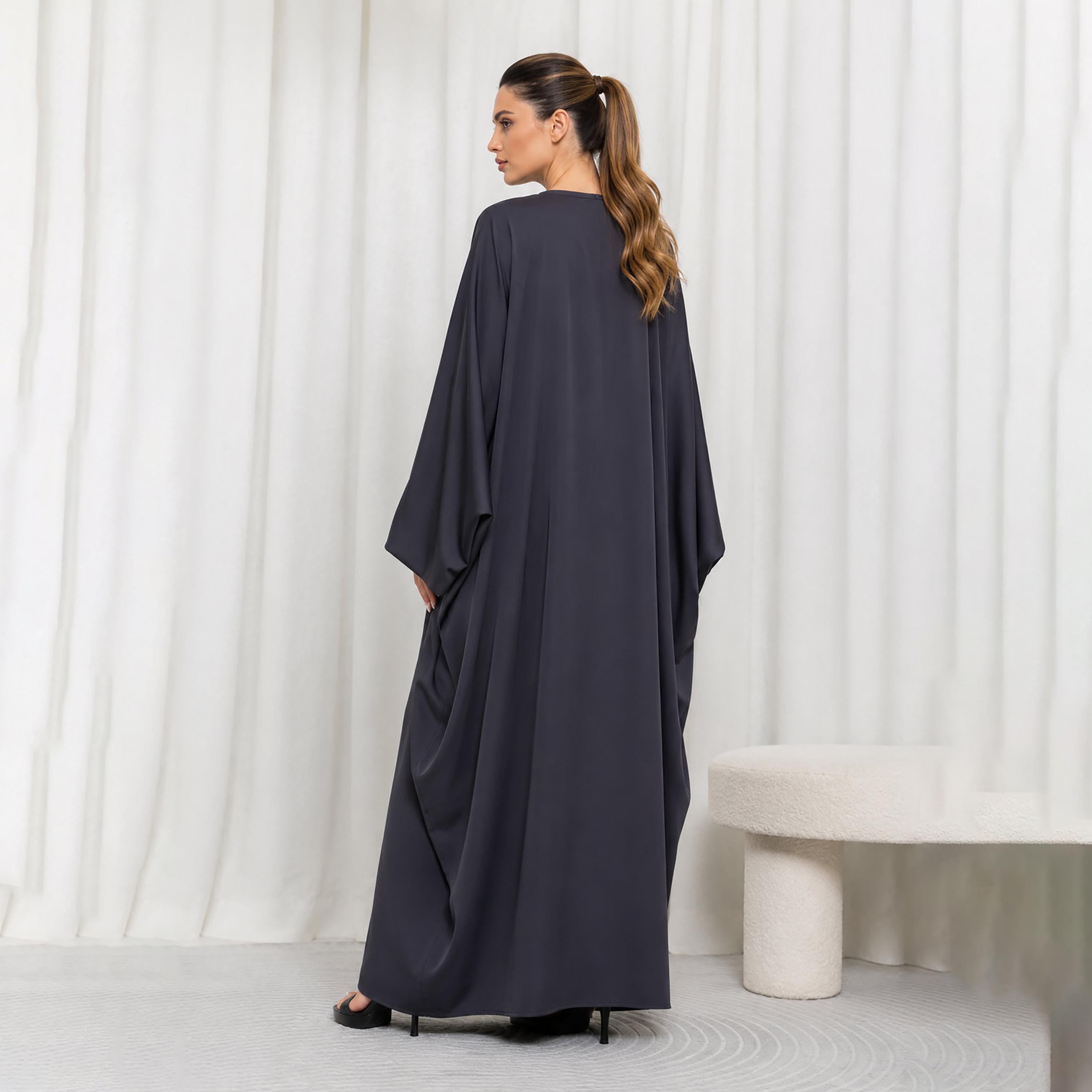 Nikias Dark Grey Batwing Sleeves Women's Abaya-women-arabicclothing-abayas-image-3