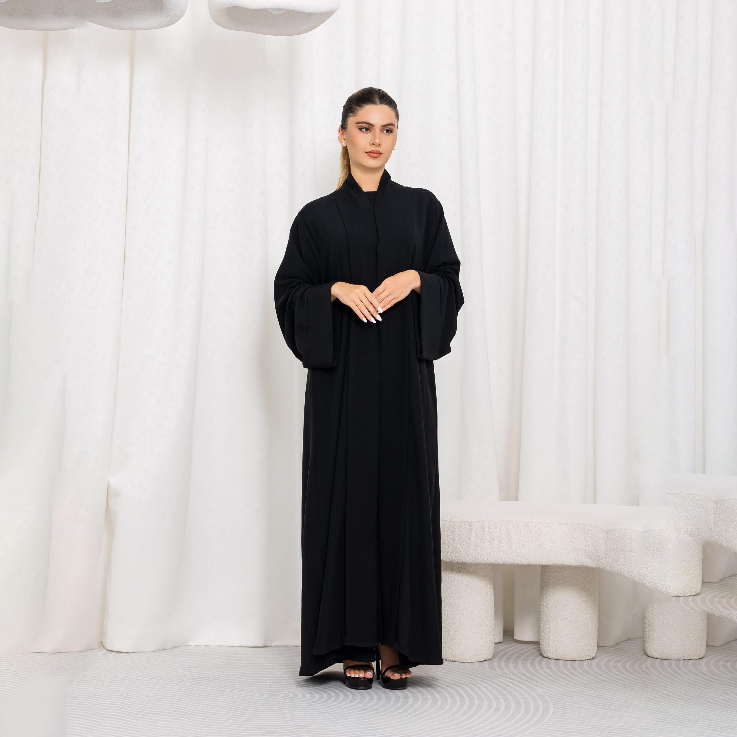 Nikias Black Kimono Sleeves CY Fabric Women's Abaya-women-arabicclothing-abayas-image-1