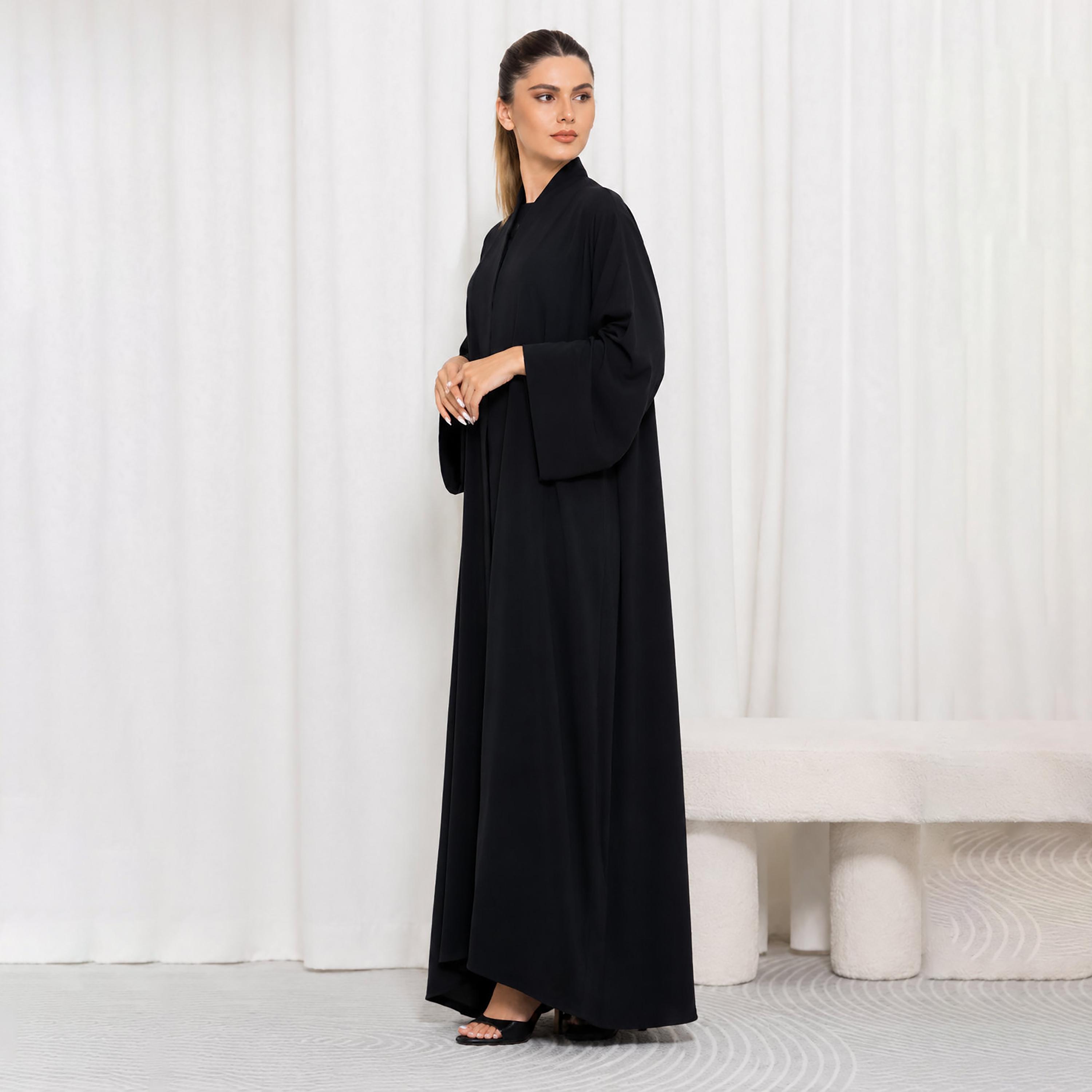 Nikias Black Kimono Sleeves CY Fabric Women's Abaya-women-arabicclothing-abayas-image-3