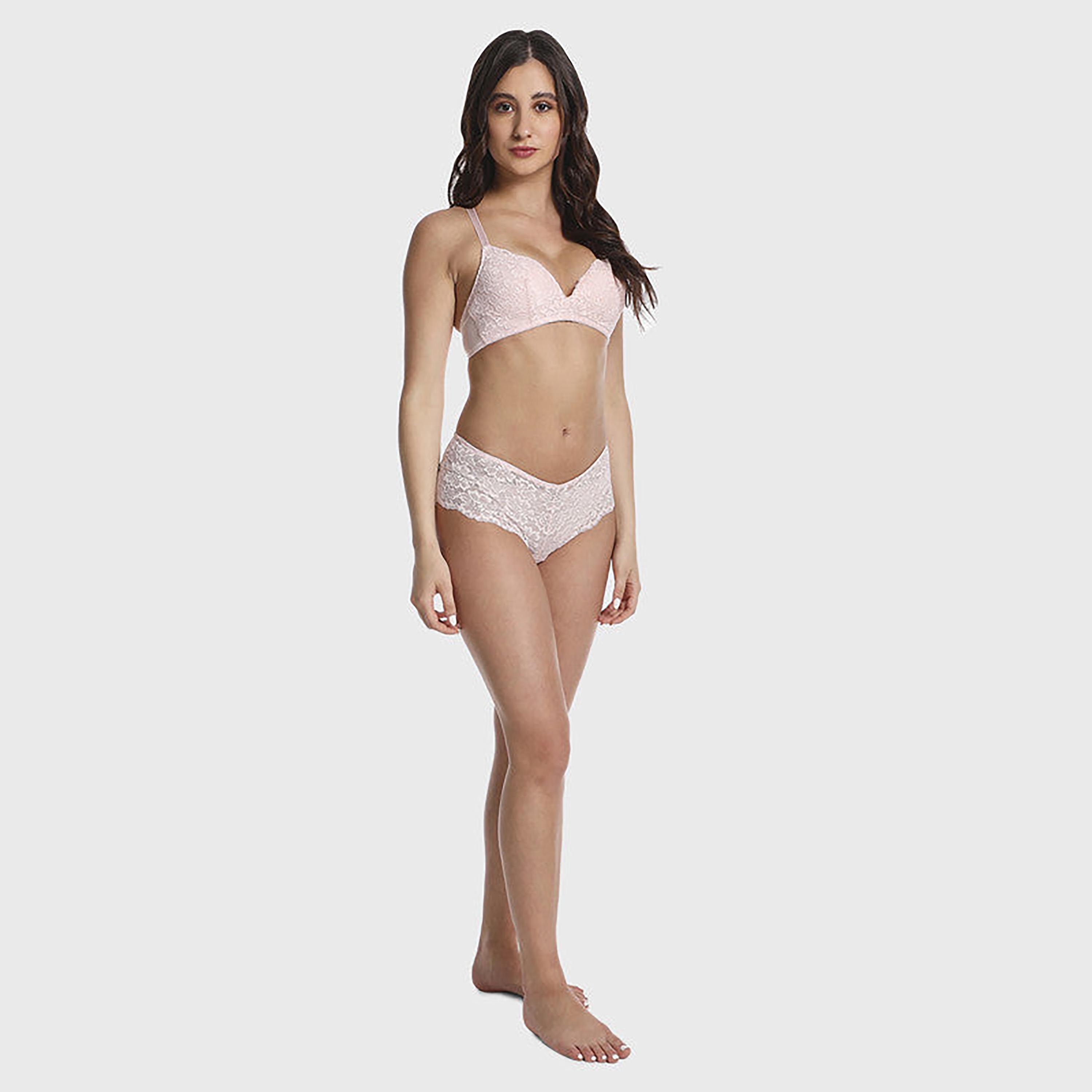 Isla & Evie Pink Lace Medium Coverage Women's Bikini Briefs-women-clothing-lingerie-panties-image-2