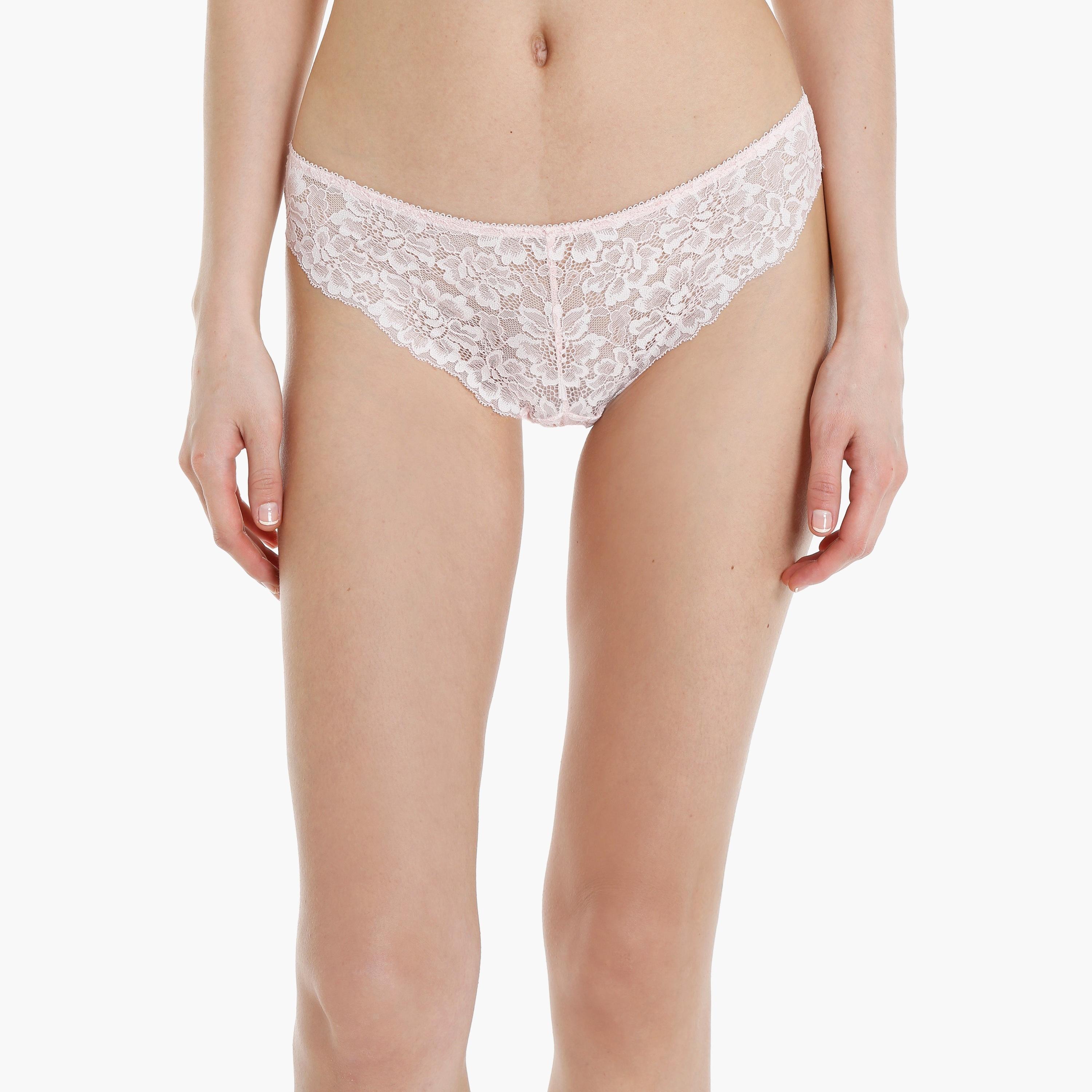 Isla & Evie Pink Lace Medium Coverage Women's Cheeky Panties-women-clothing-lingerie-panties-image-1