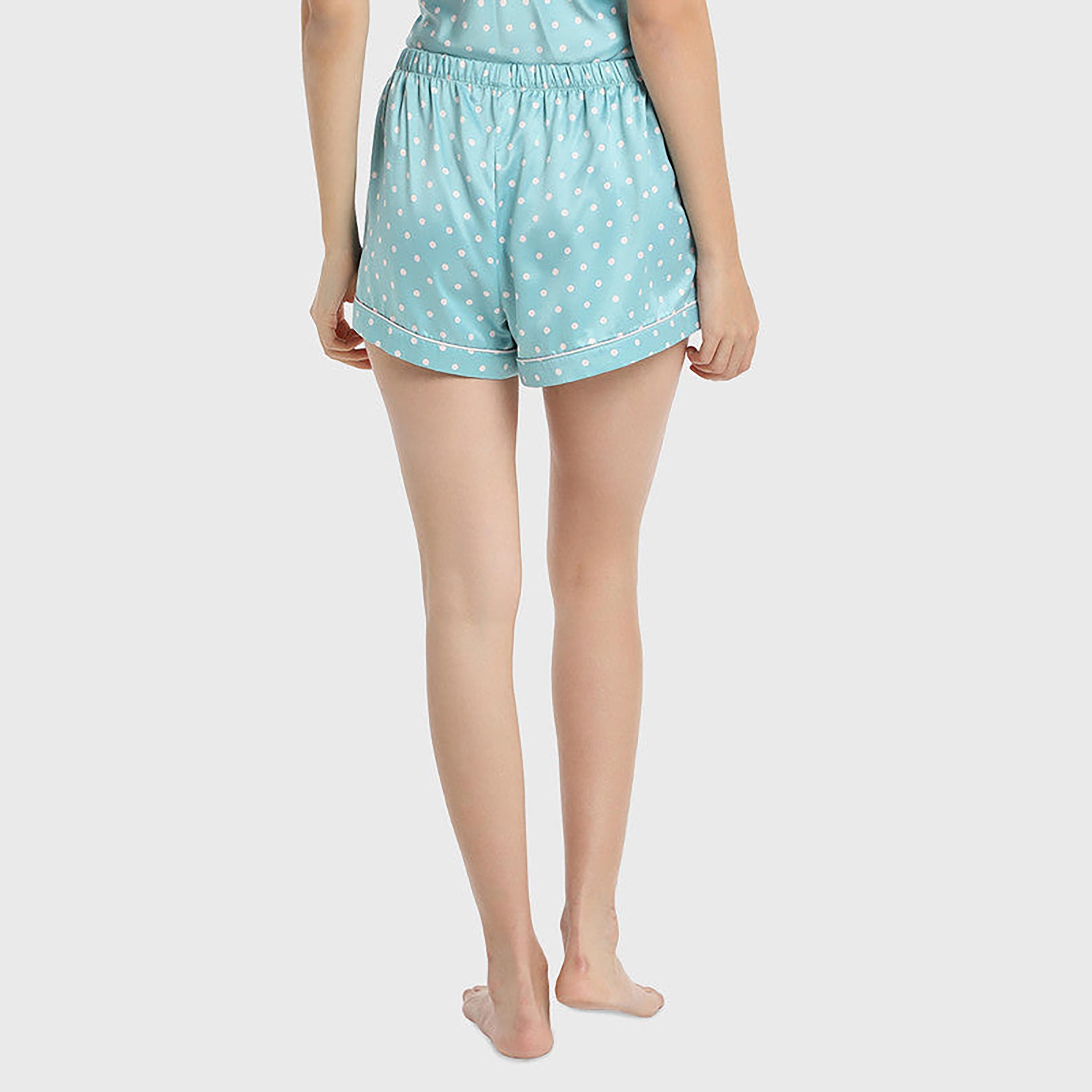 Isla & Evie Polka Dots Mid-Rise Drawstring Waistband Women's Sleep Shorts-women-clothing-nightwear-pyjamas-bottoms-image-3
