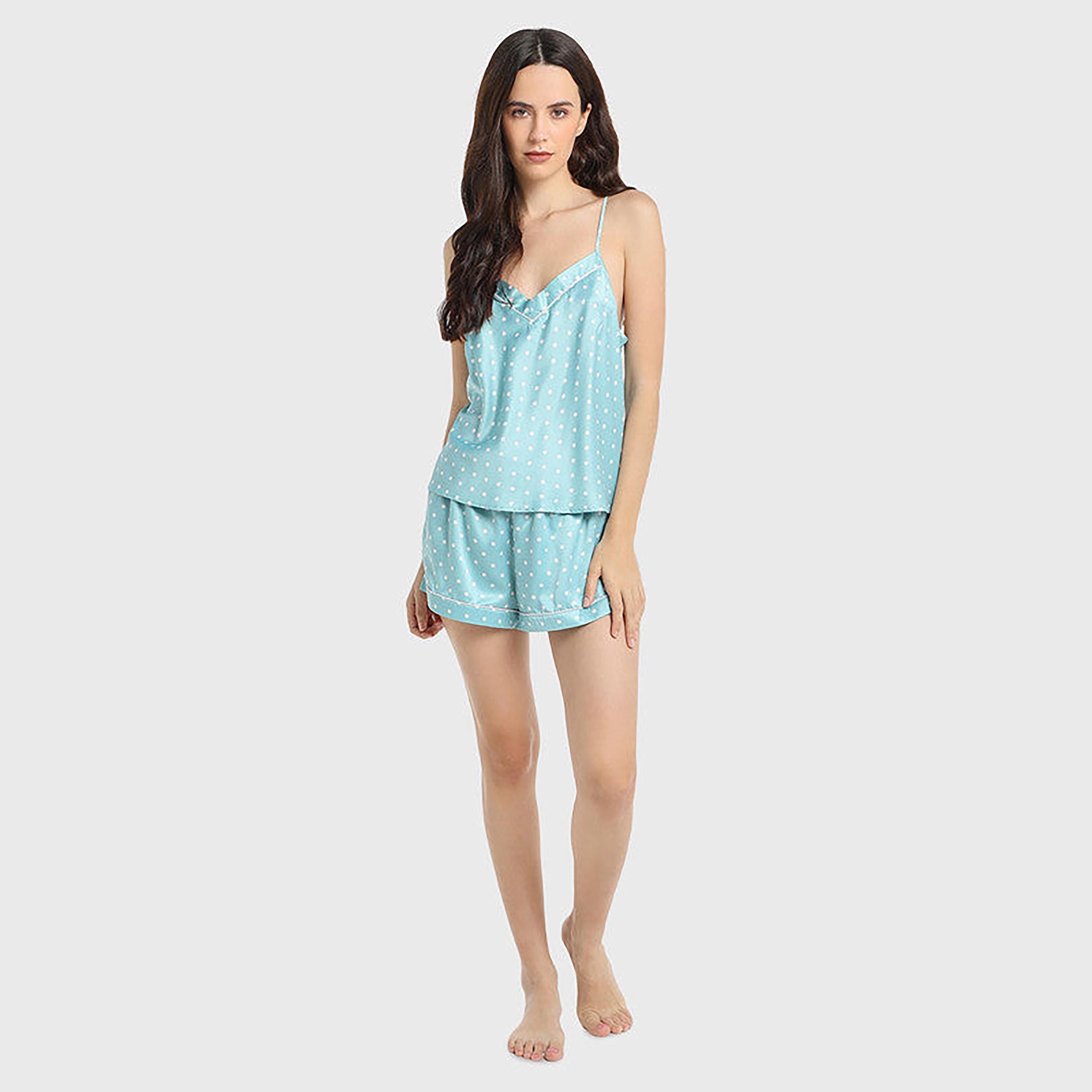 Isla & Evie Polka Dots Mid-Rise Drawstring Waistband Women's Sleep Shorts-women-clothing-nightwear-pyjamas-bottoms-image-5