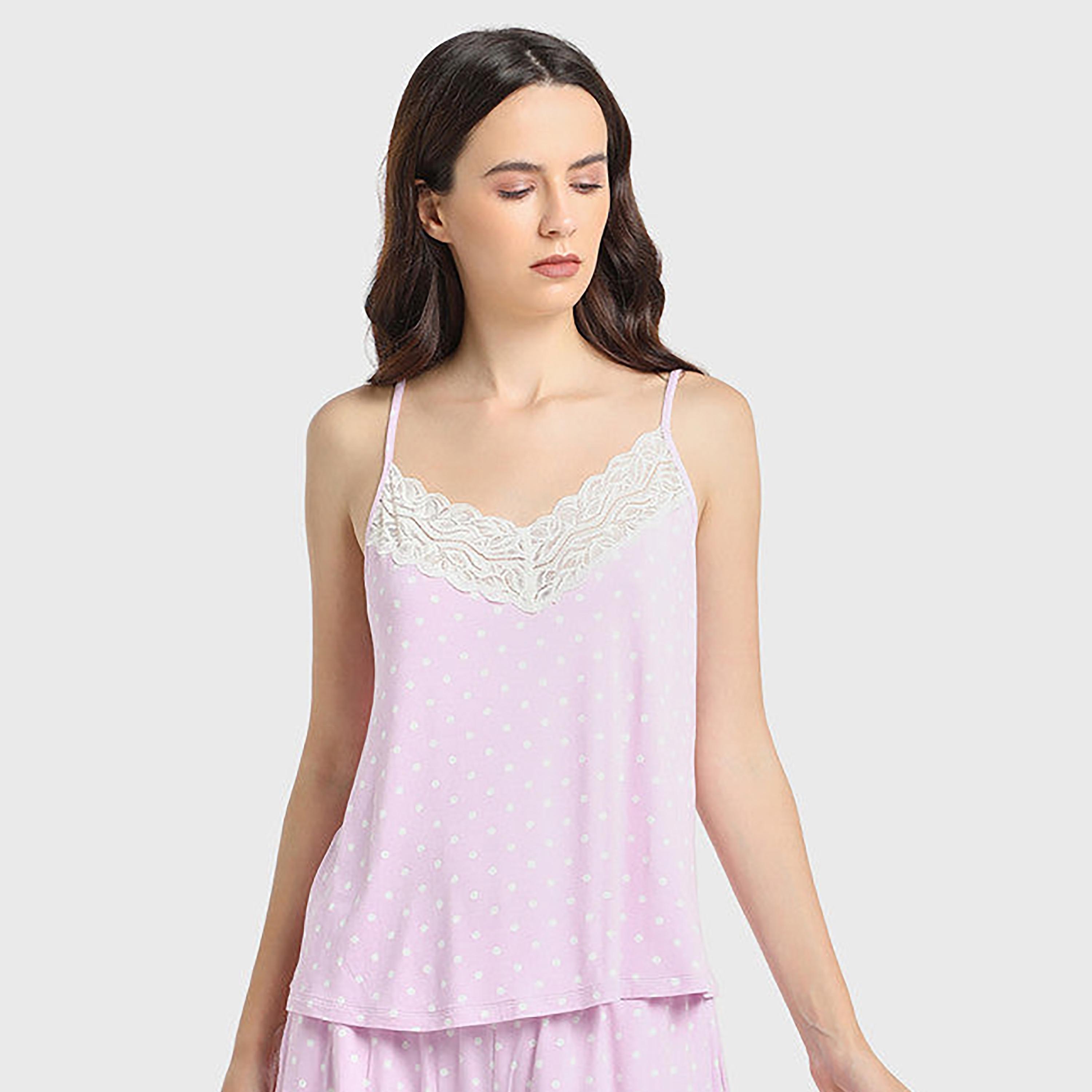 بلوزة نسائية بنمط كامي بحمالات كتف منقطة من إيسلا آند إيفي-women-clothing-lingerie-camisoles-image-1